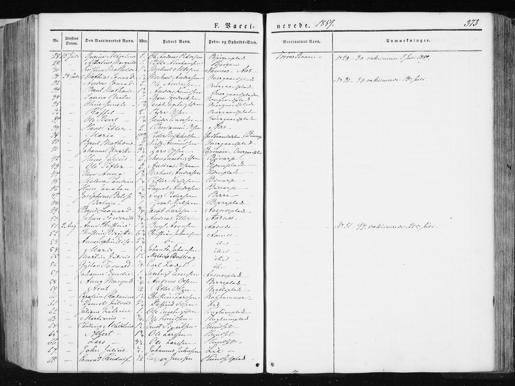 Ministerialprotokoller, klokkerbøker og fødselsregistre - Nord-Trøndelag, SAT/A-1458/741/L0393: Parish register (official) no. 741A07, 1849-1863, p. 373