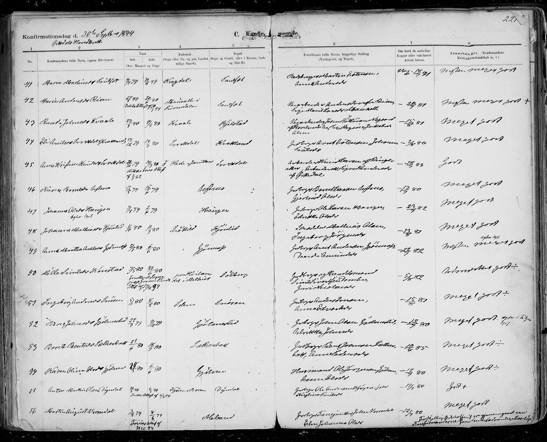 Ministerialprotokoller, klokkerbøker og fødselsregistre - Sør-Trøndelag, SAT/A-1456/668/L0811: Parish register (official) no. 668A11, 1894-1913, p. 221