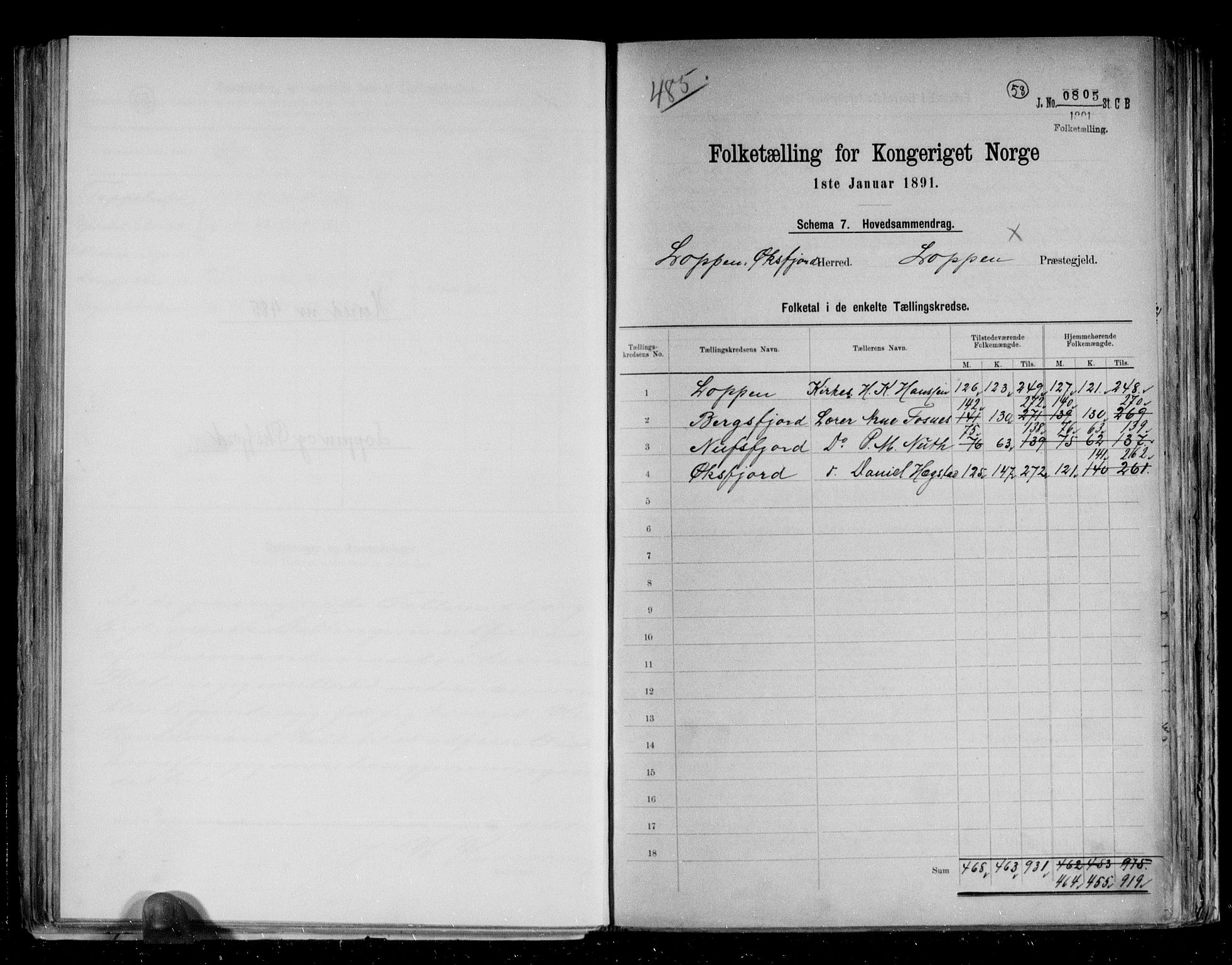 RA, 1891 census for 2014 Loppa, 1891, p. 2