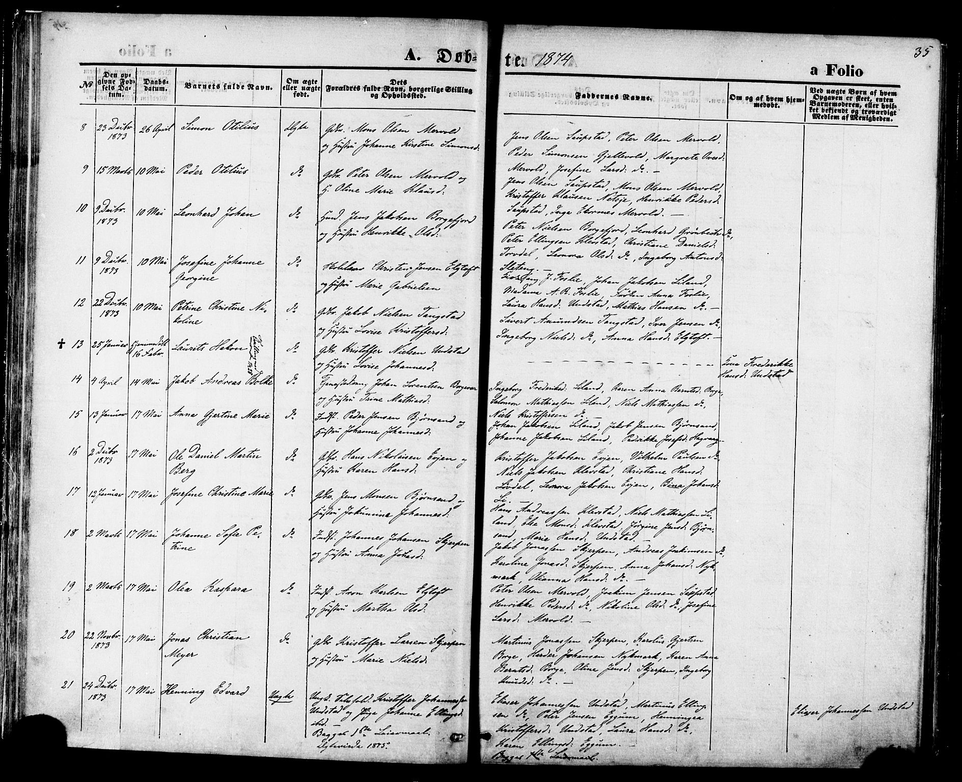 Ministerialprotokoller, klokkerbøker og fødselsregistre - Nordland, SAT/A-1459/880/L1132: Parish register (official) no. 880A06, 1869-1887, p. 35