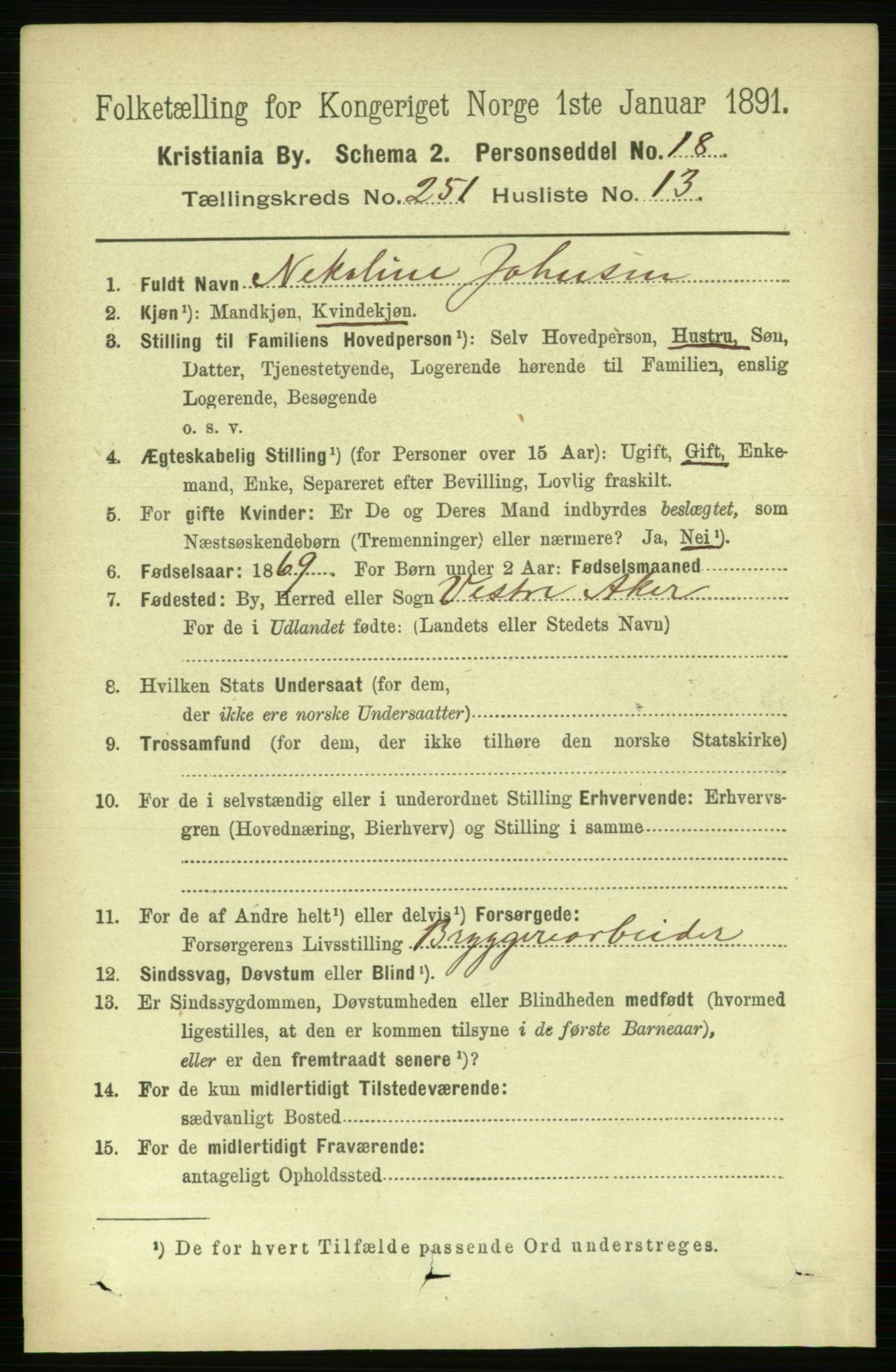 RA, 1891 census for 0301 Kristiania, 1891, p. 153306