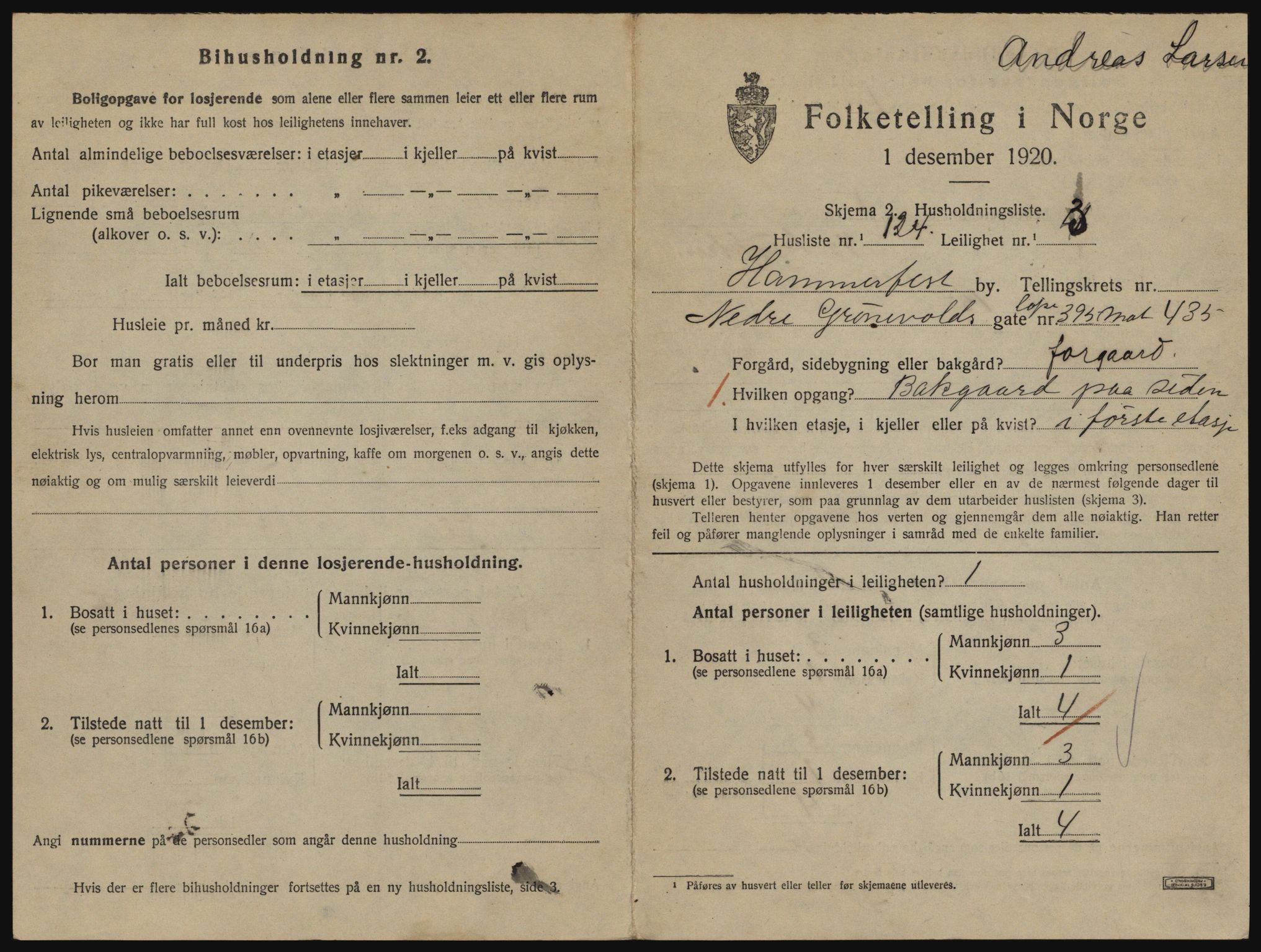 SATØ, 1920 census for Hammerfest, 1920, p. 2278