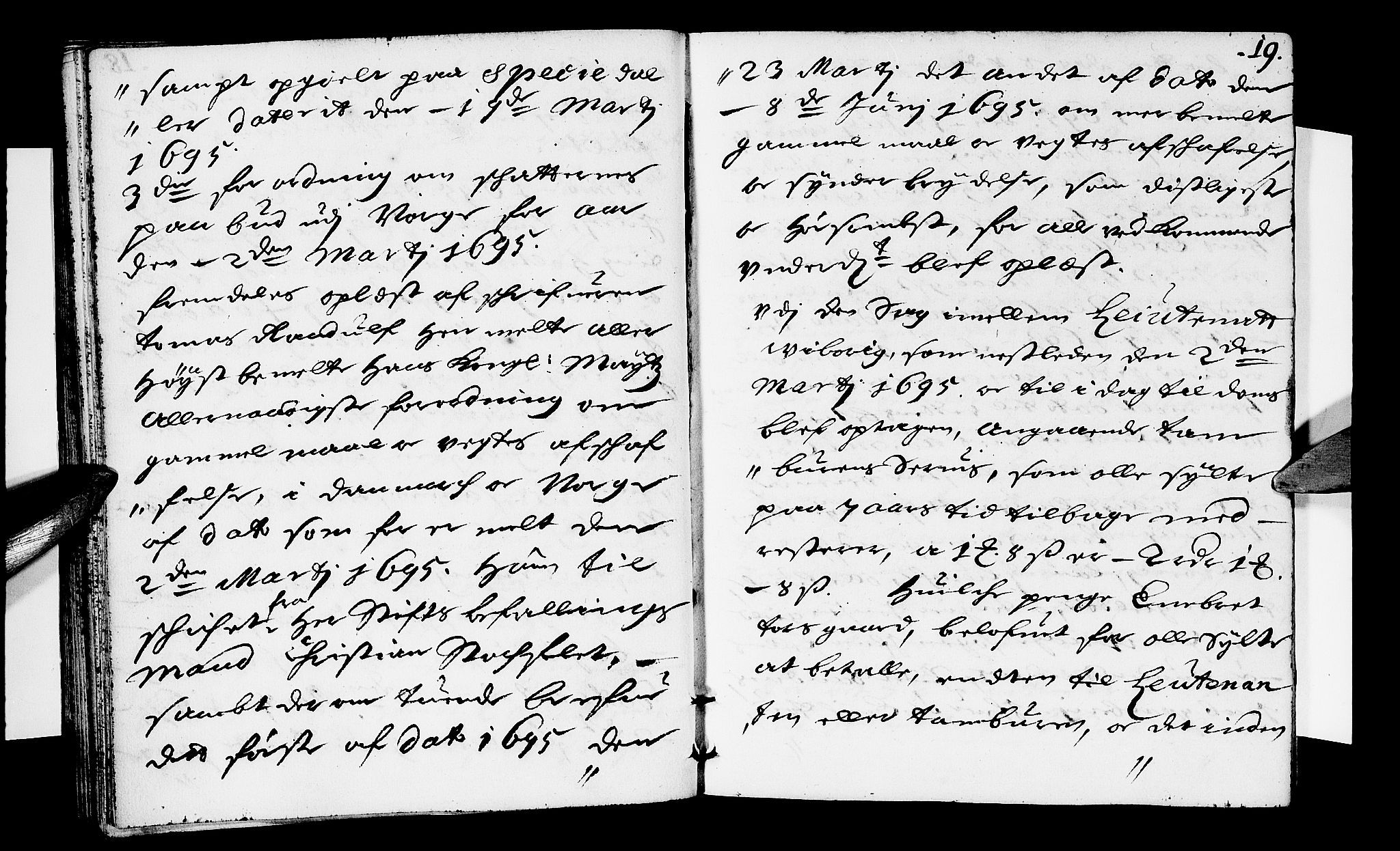 Sorenskriverier i Gudbrandsdalen, AV/SAH-TING-036/G/Gb/Gbb/L0018: Tingbok - Sør-Gudbrandsdal, 1695, p. 18b-19a