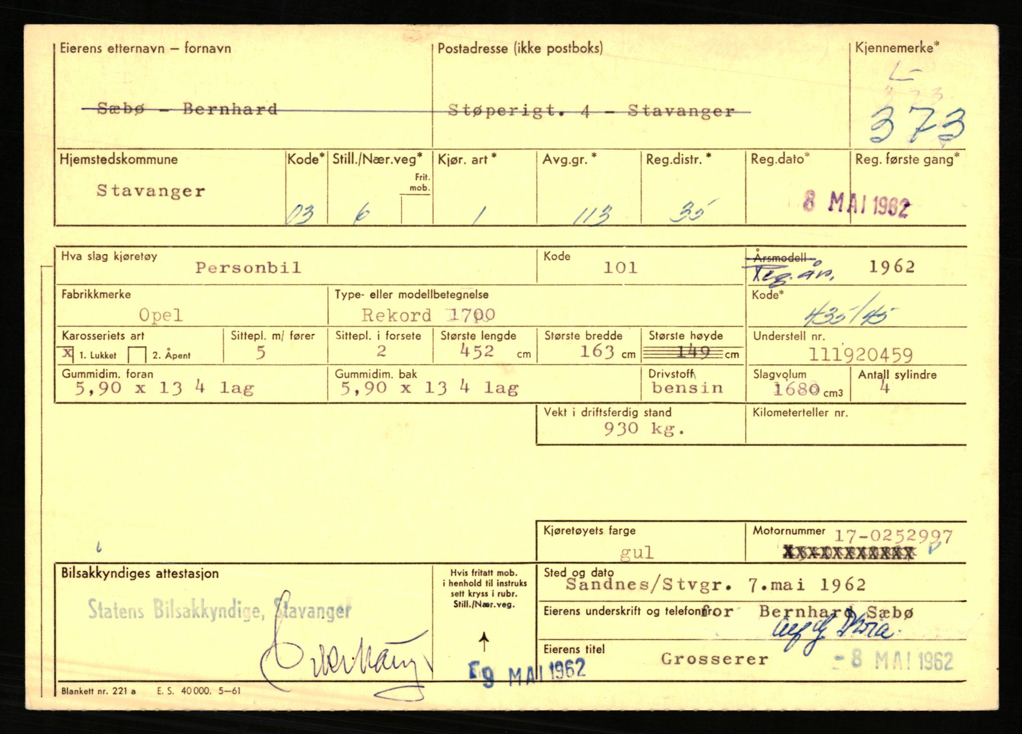 Stavanger trafikkstasjon, AV/SAST-A-101942/0/F/L0002: L-350 - L-699, 1930-1971, p. 133