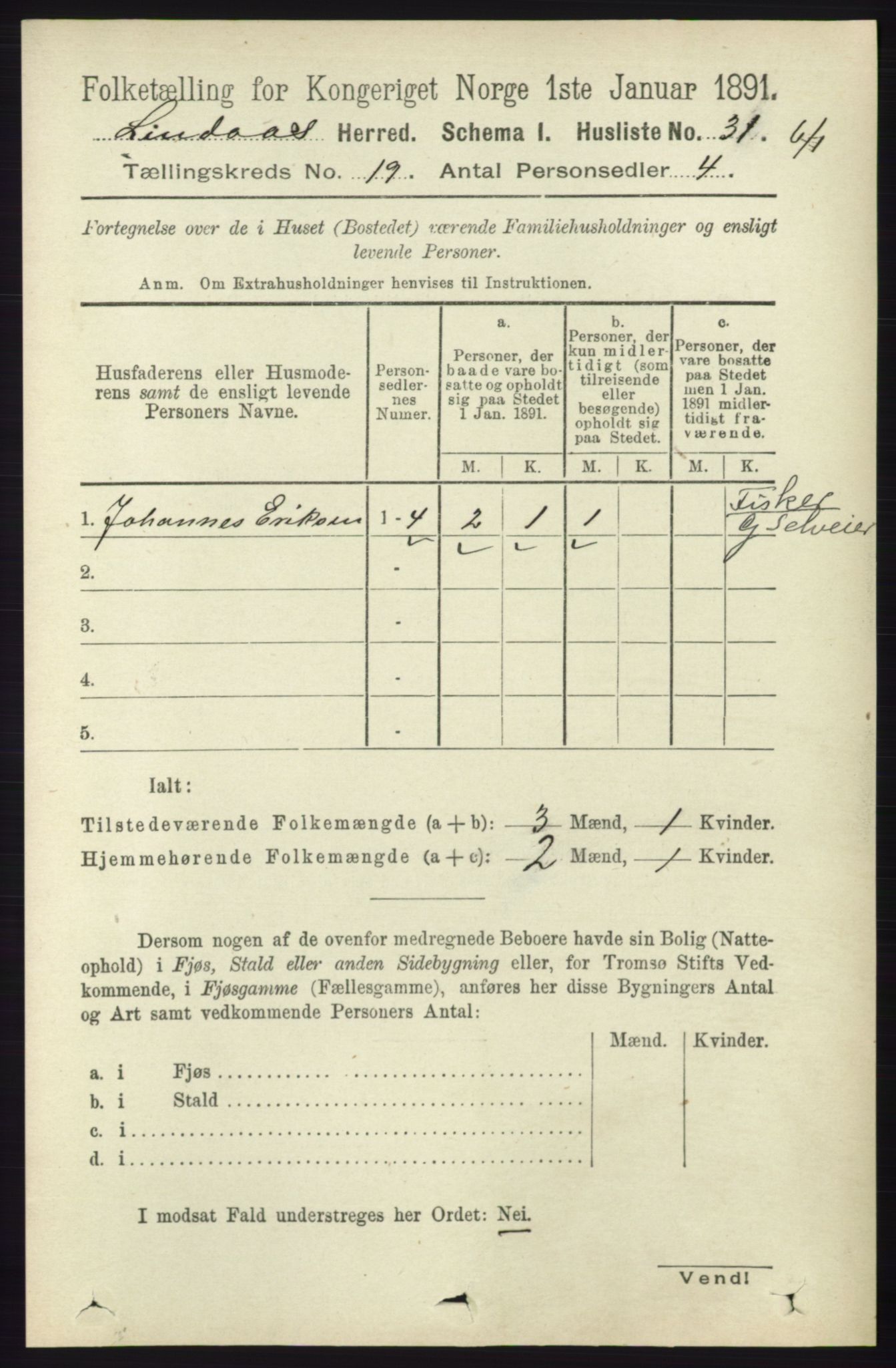 RA, 1891 census for 1263 Lindås, 1891, p. 6903