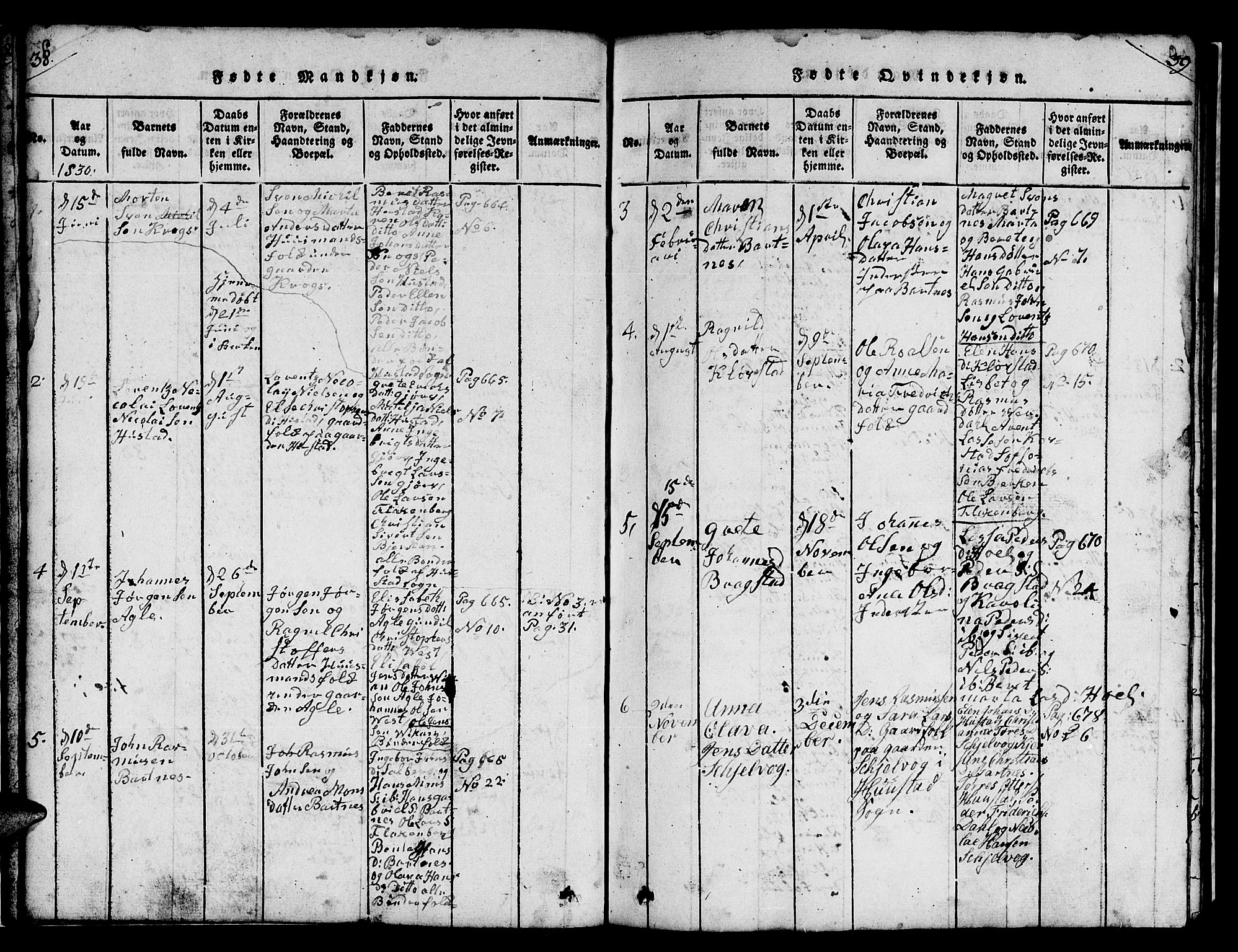 Ministerialprotokoller, klokkerbøker og fødselsregistre - Nord-Trøndelag, SAT/A-1458/732/L0317: Parish register (copy) no. 732C01, 1816-1881, p. 38-39