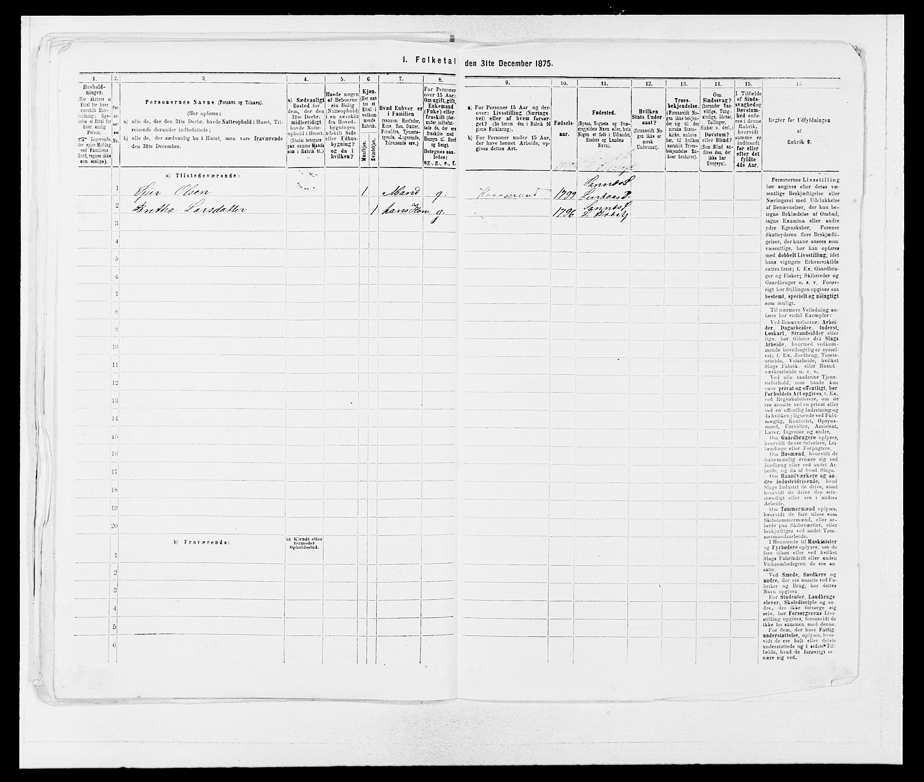 SAB, 1875 census for 1263P Lindås, 1875, p. 383