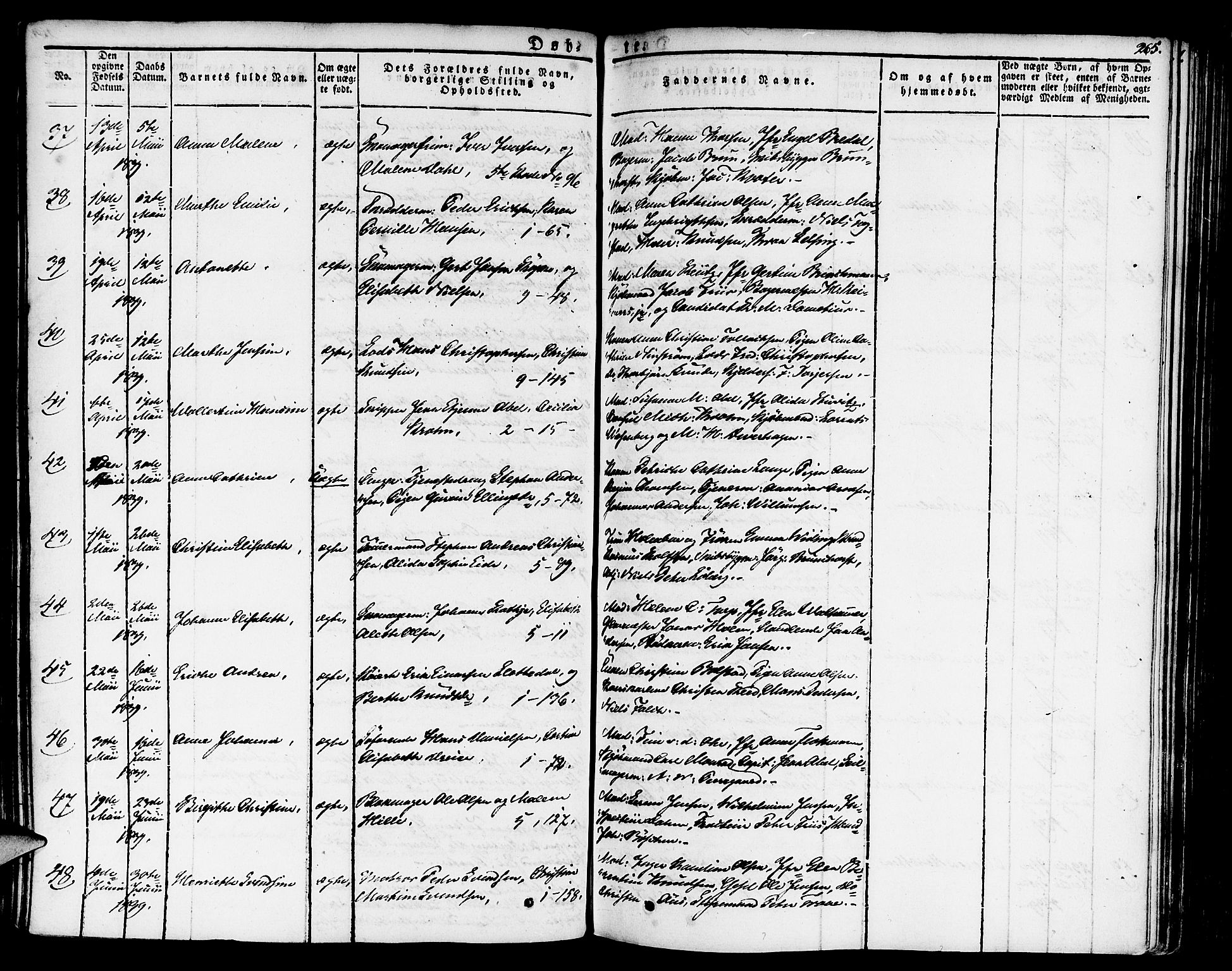 Nykirken Sokneprestembete, AV/SAB-A-77101/H/Haa/L0012: Parish register (official) no. A 12, 1821-1844, p. 265