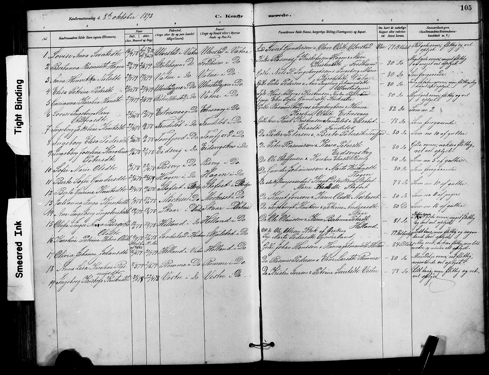 Ministerialprotokoller, klokkerbøker og fødselsregistre - Møre og Romsdal, AV/SAT-A-1454/525/L0376: Parish register (copy) no. 525C02, 1880-1902, p. 105