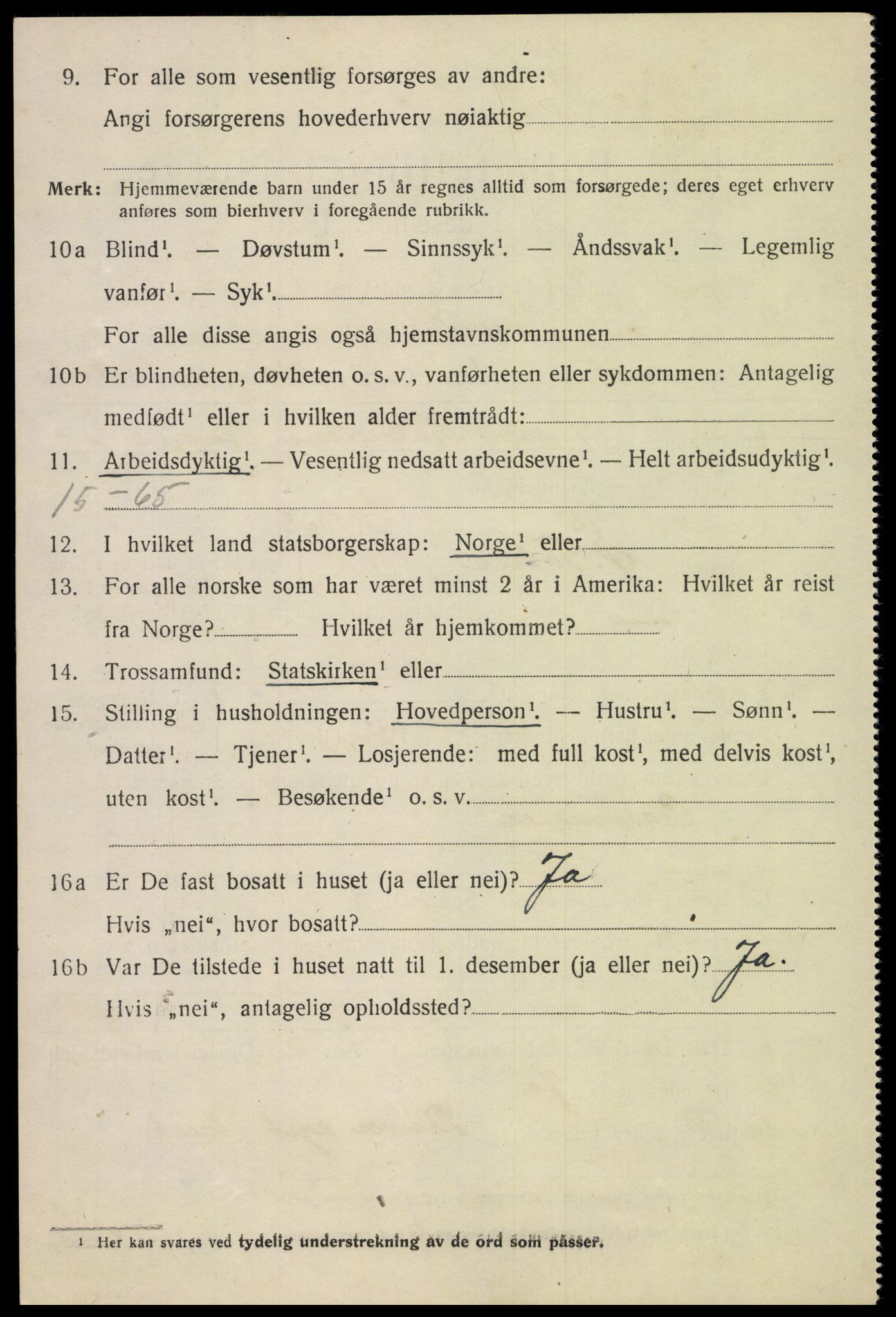 SAH, 1920 census for Kolbu, 1920, p. 1033