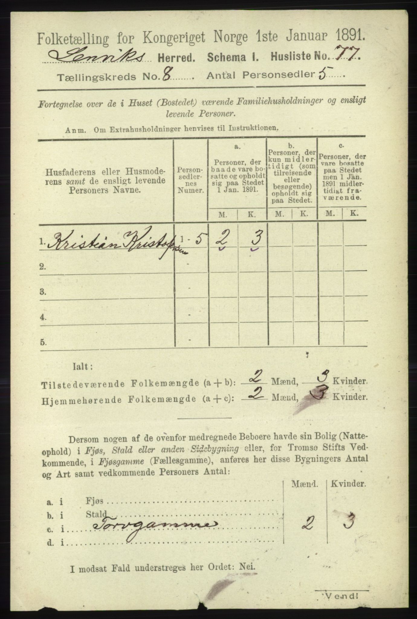 RA, 1891 census for 1931 Lenvik, 1891, p. 4386