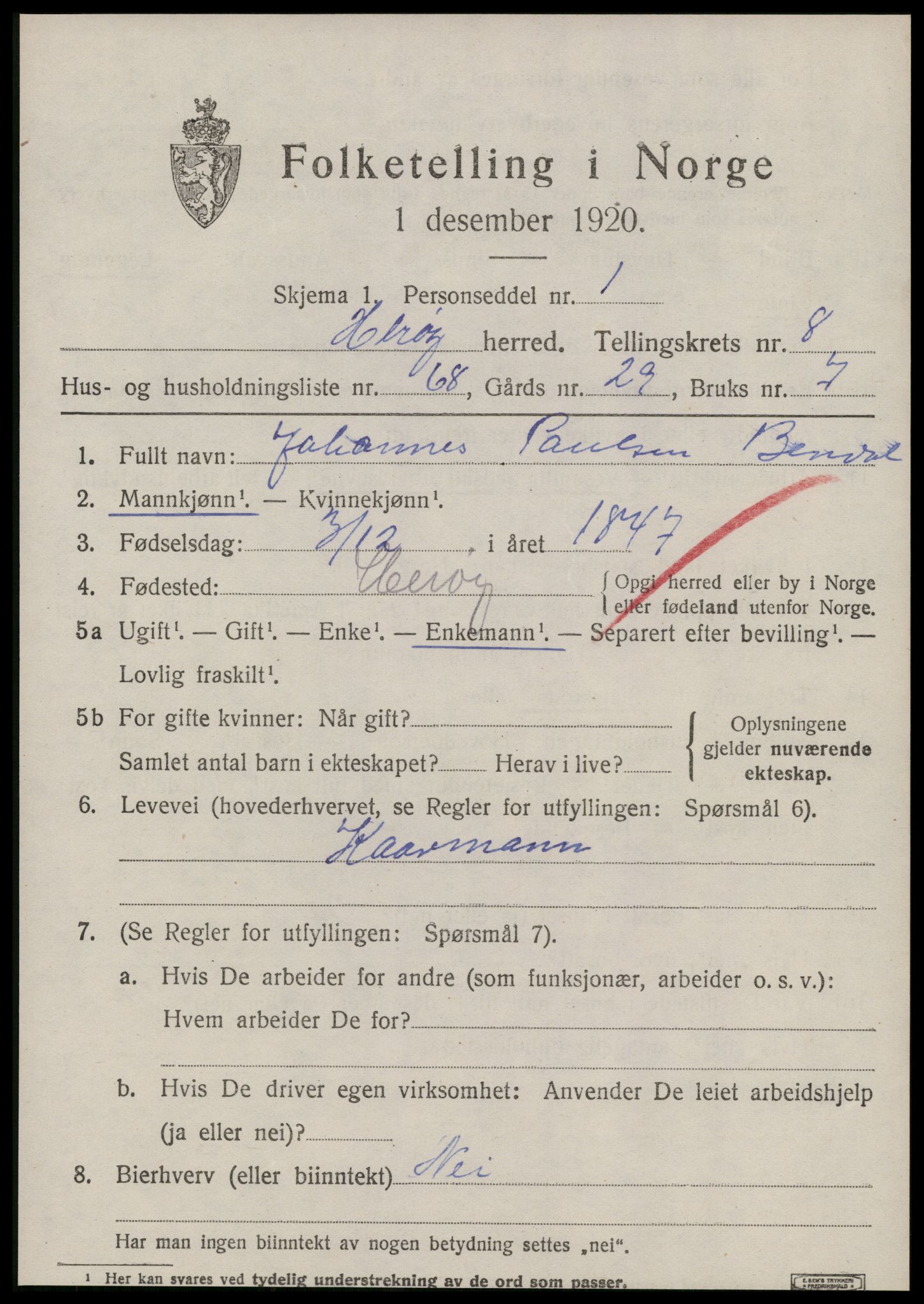 SAT, 1920 census for Herøy (MR), 1920, p. 5397