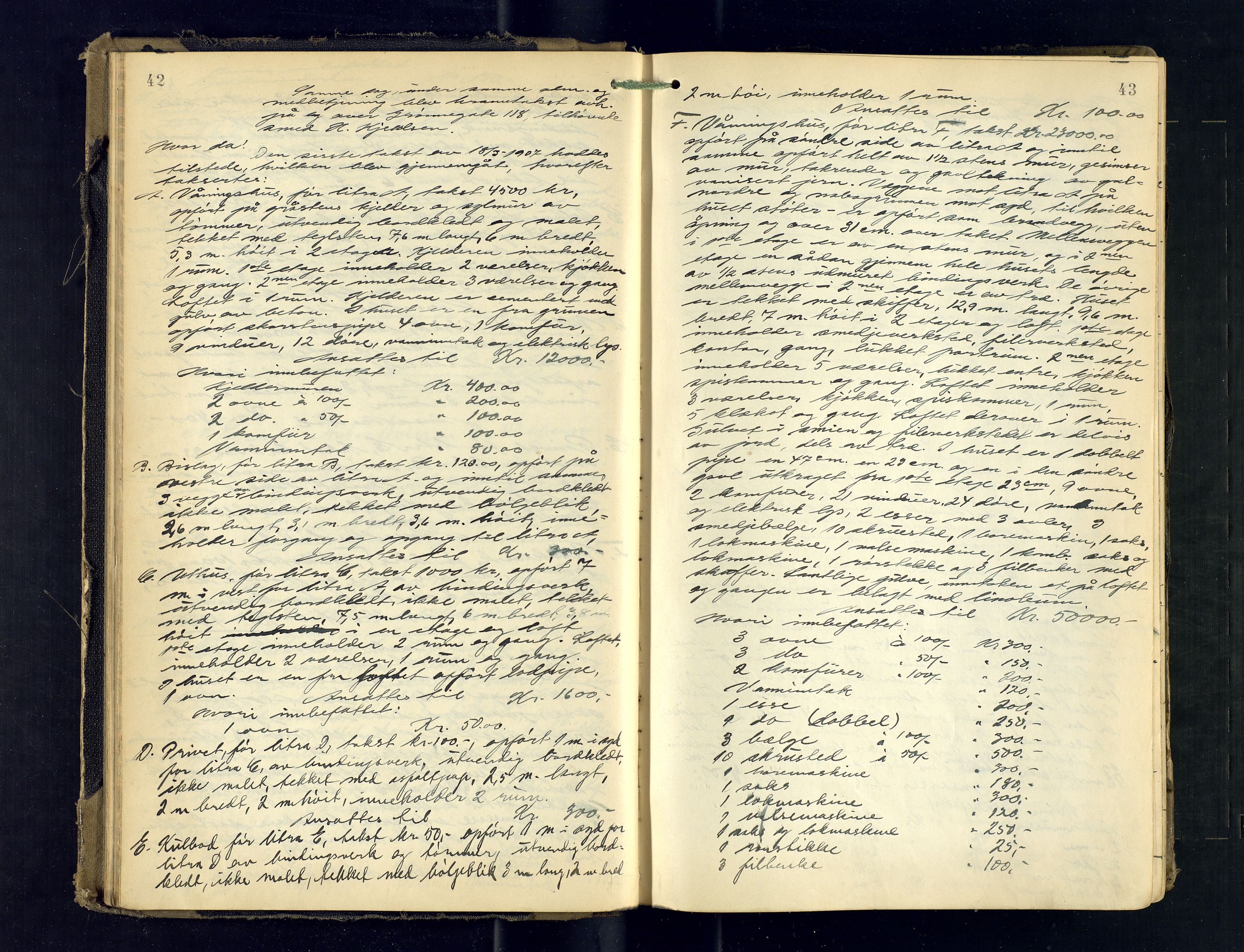 Tromsø byfogd/byrett, AV/SATØ-SATØ-0063/1/Oc/Ocb/Ocba/L0008: Branntakstprotokoll, 1924-1930, p. 42-43
