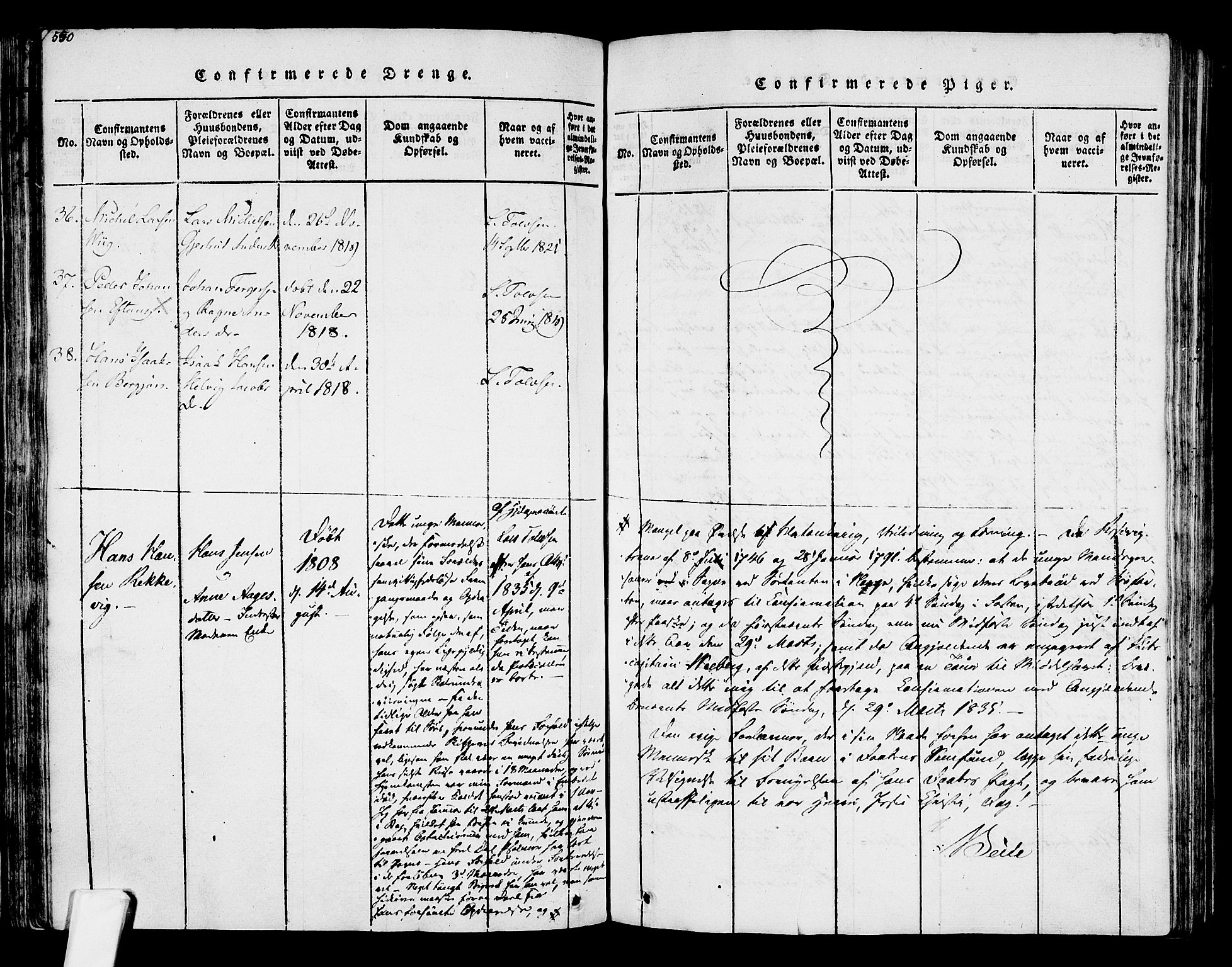 Tjølling kirkebøker, SAKO/A-60/F/Fa/L0005: Parish register (official) no. 5, 1814-1836, p. 550-551