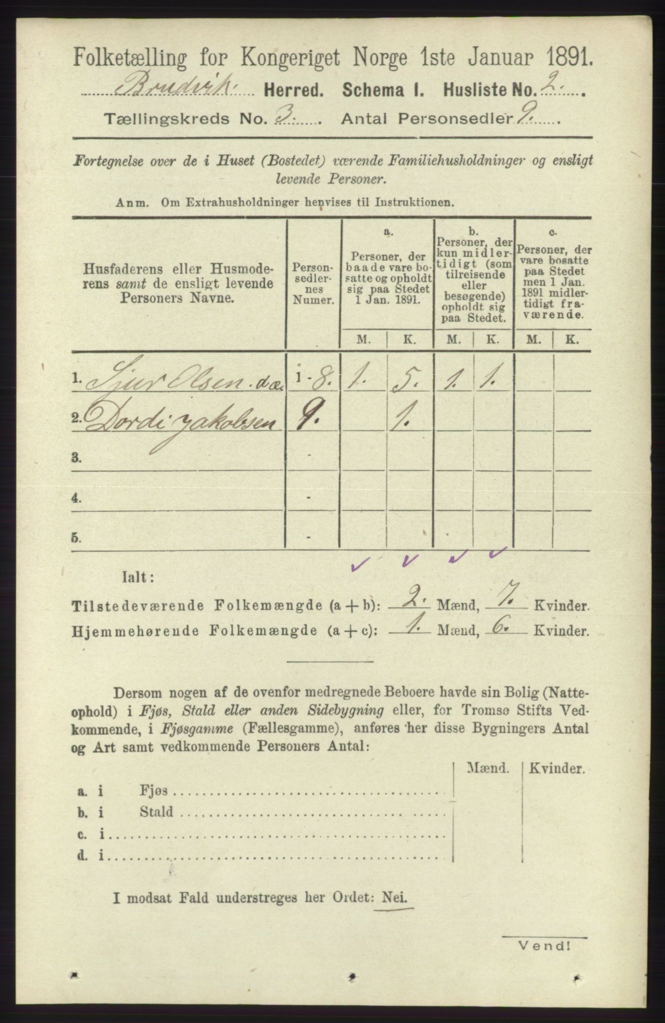 RA, 1891 census for 1251 Bruvik, 1891, p. 797