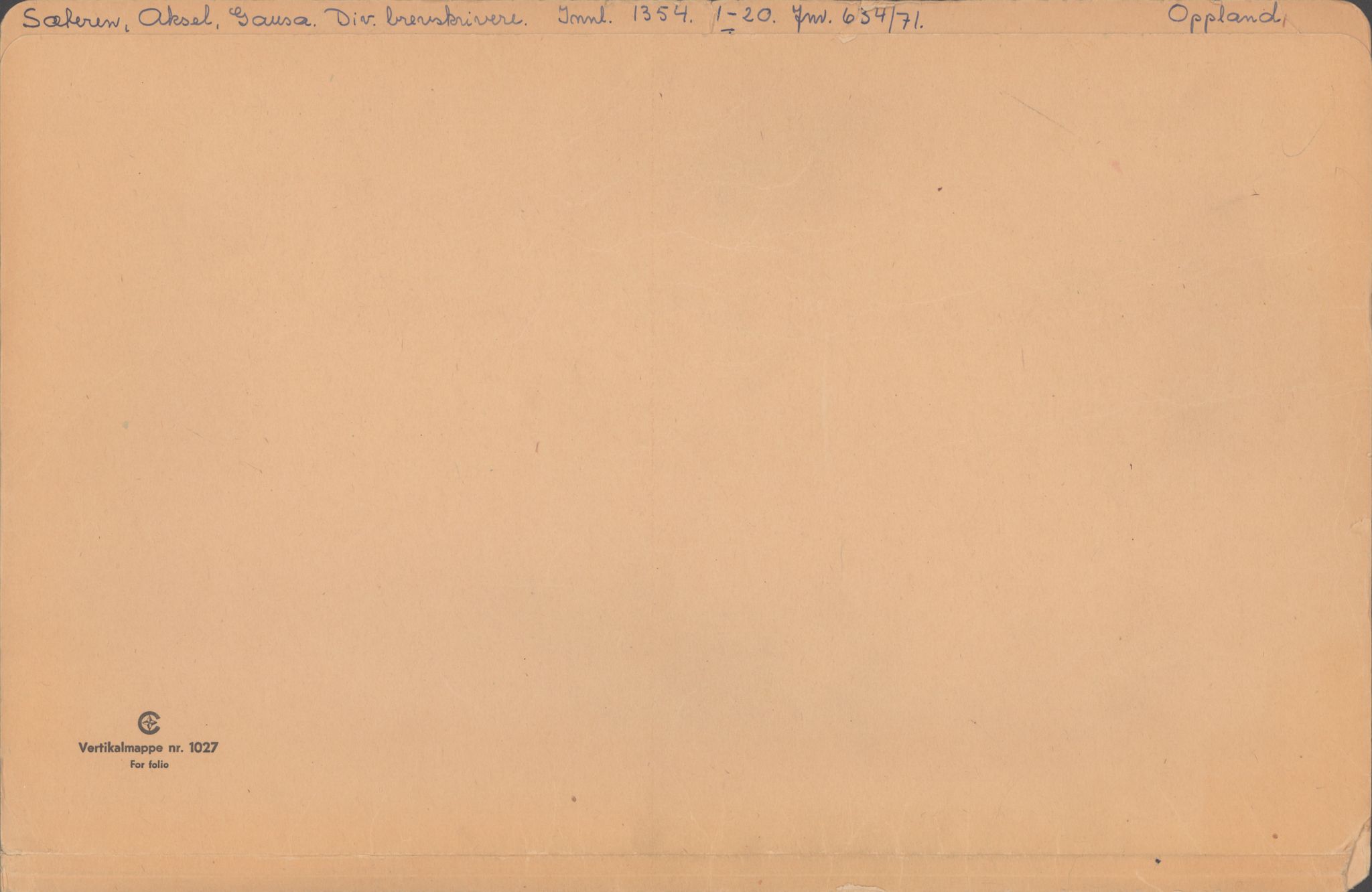 Samlinger til kildeutgivelse, Amerikabrevene, AV/RA-EA-4057/F/L0015: Innlån fra Oppland: Sæteren - Vigerust, 1838-1914, p. 1