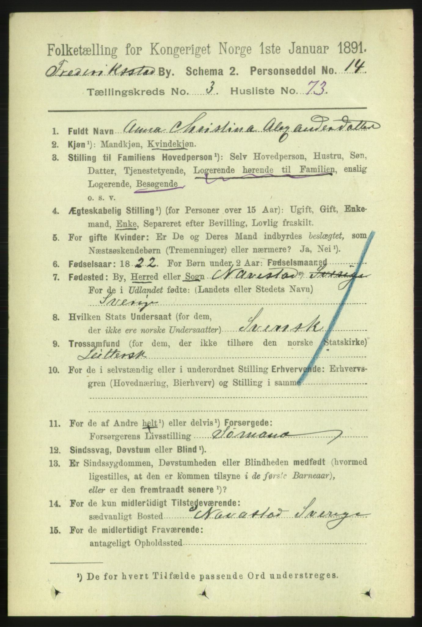 RA, 1891 census for 0103 Fredrikstad, 1891, p. 6024