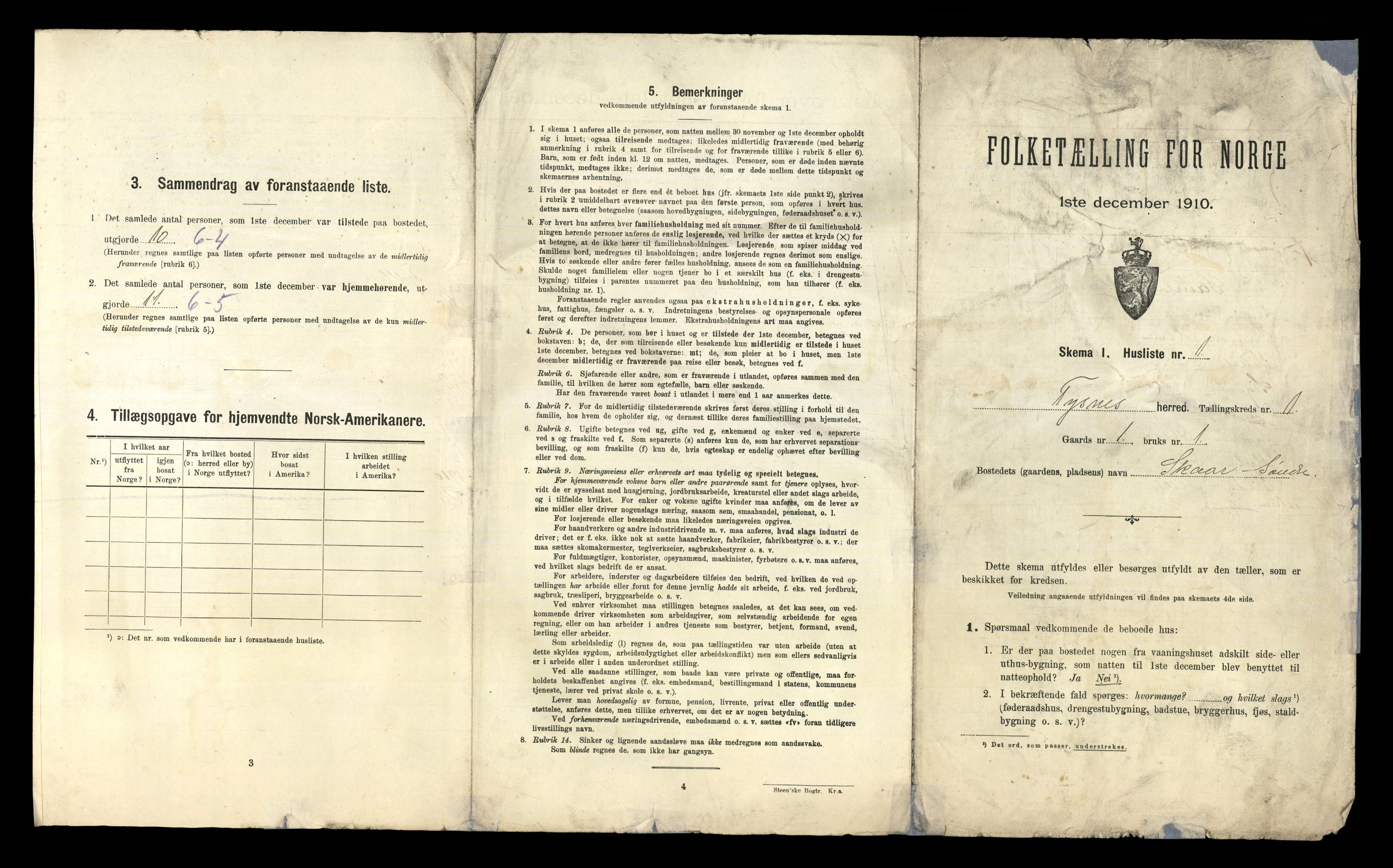 RA, 1910 census for Tysnes, 1910, p. 50