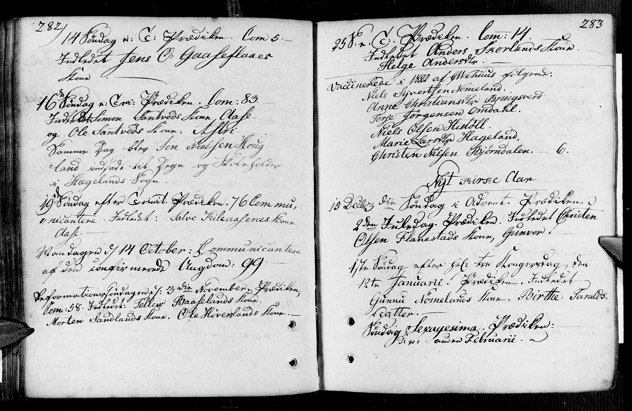 Vennesla sokneprestkontor, AV/SAK-1111-0045/Fa/Faa/L0002: Parish register (official) no. A 2, 1785-1834, p. 282-283