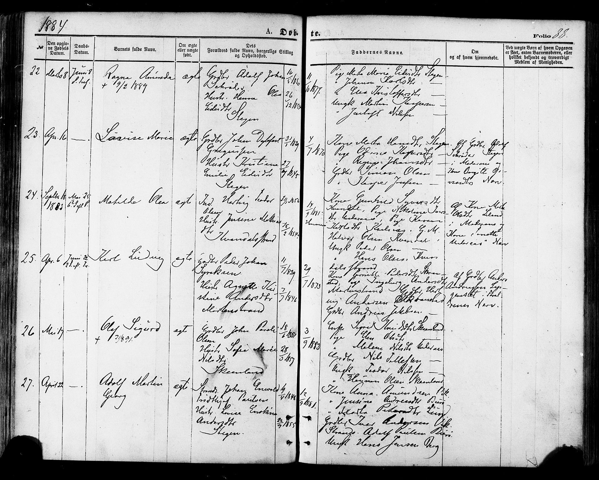 Ministerialprotokoller, klokkerbøker og fødselsregistre - Nordland, SAT/A-1459/855/L0802: Parish register (official) no. 855A10, 1875-1886, p. 88