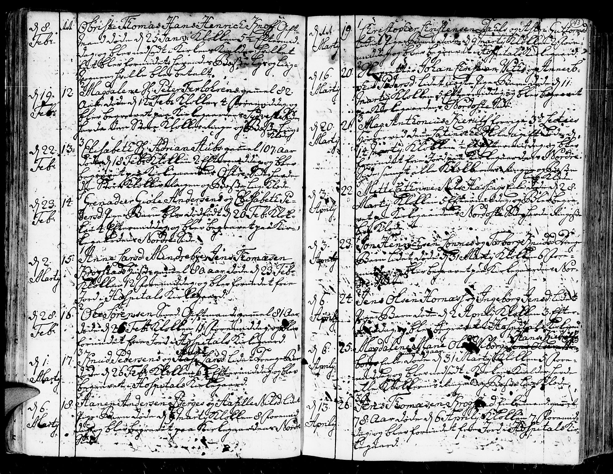 Kristiansand domprosti, AV/SAK-1112-0006/F/Fa/L0004: Parish register (official) no. A 4, 1762-1794, p. 43