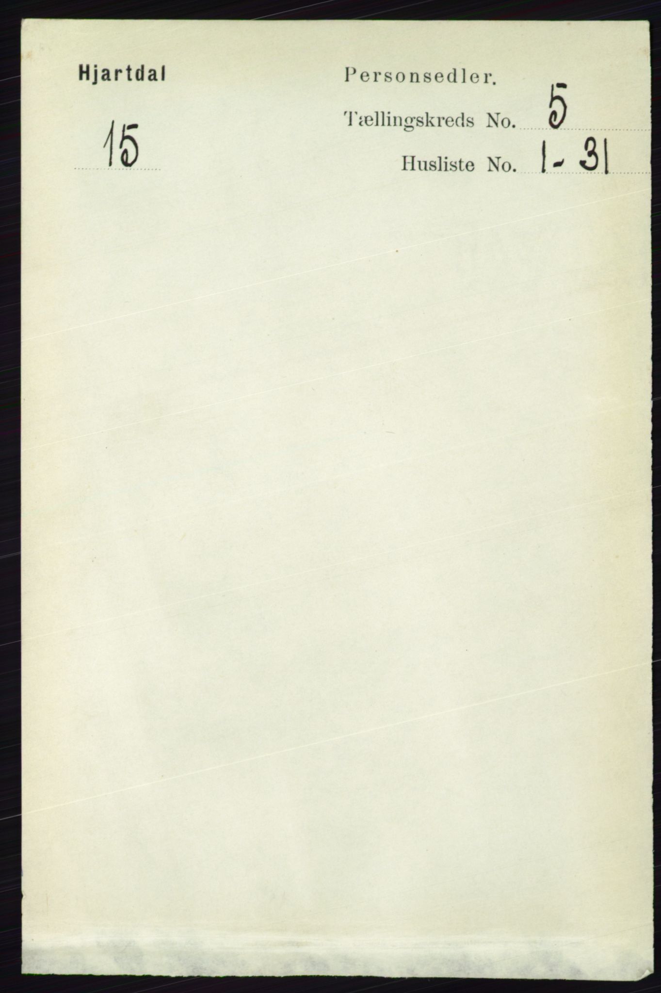 RA, 1891 census for 0827 Hjartdal, 1891, p. 1809