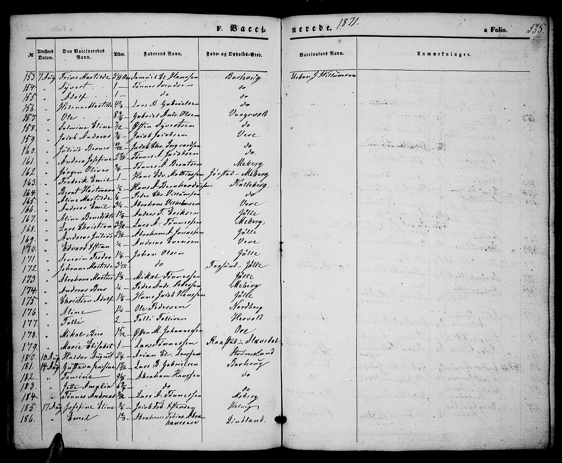 Lista sokneprestkontor, AV/SAK-1111-0027/F/Fb/L0003: Parish register (copy) no. B 3, 1862-1877, p. 535