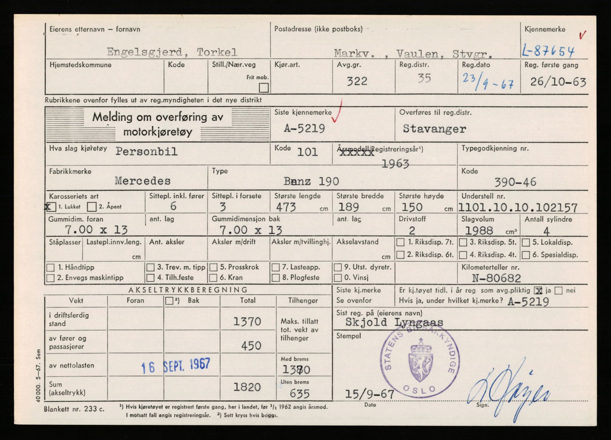 Stavanger trafikkstasjon, AV/SAST-A-101942/0/F/L0074: L-86500 - L-88799, 1930-1971, p. 1039