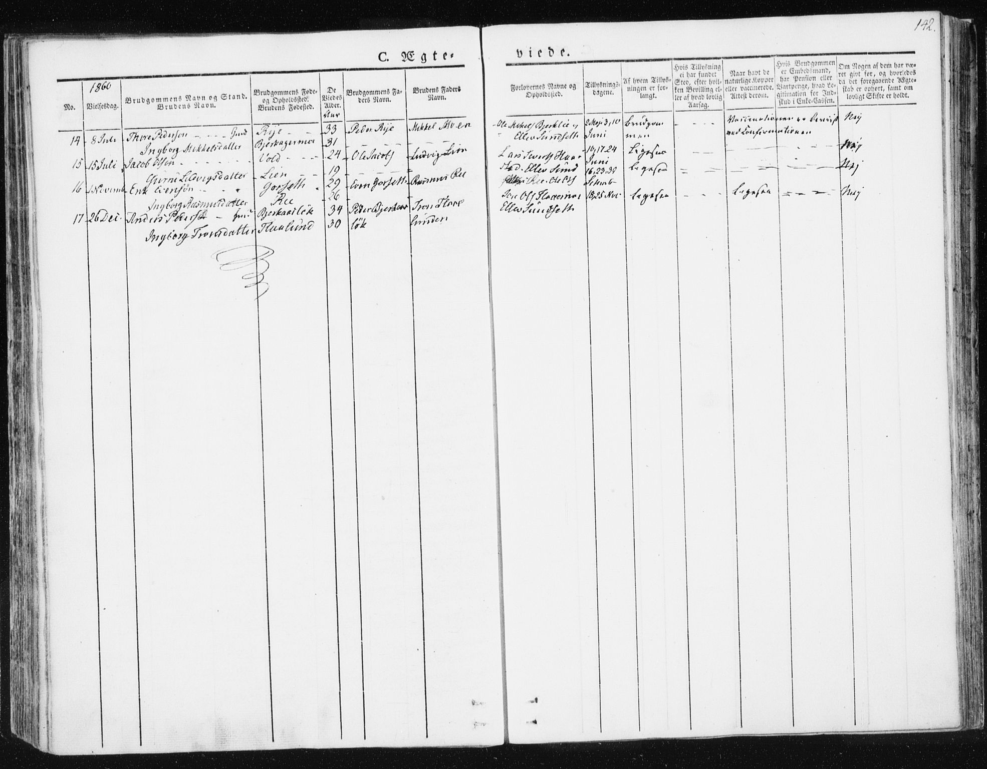 Ministerialprotokoller, klokkerbøker og fødselsregistre - Sør-Trøndelag, SAT/A-1456/674/L0869: Parish register (official) no. 674A01, 1829-1860, p. 142