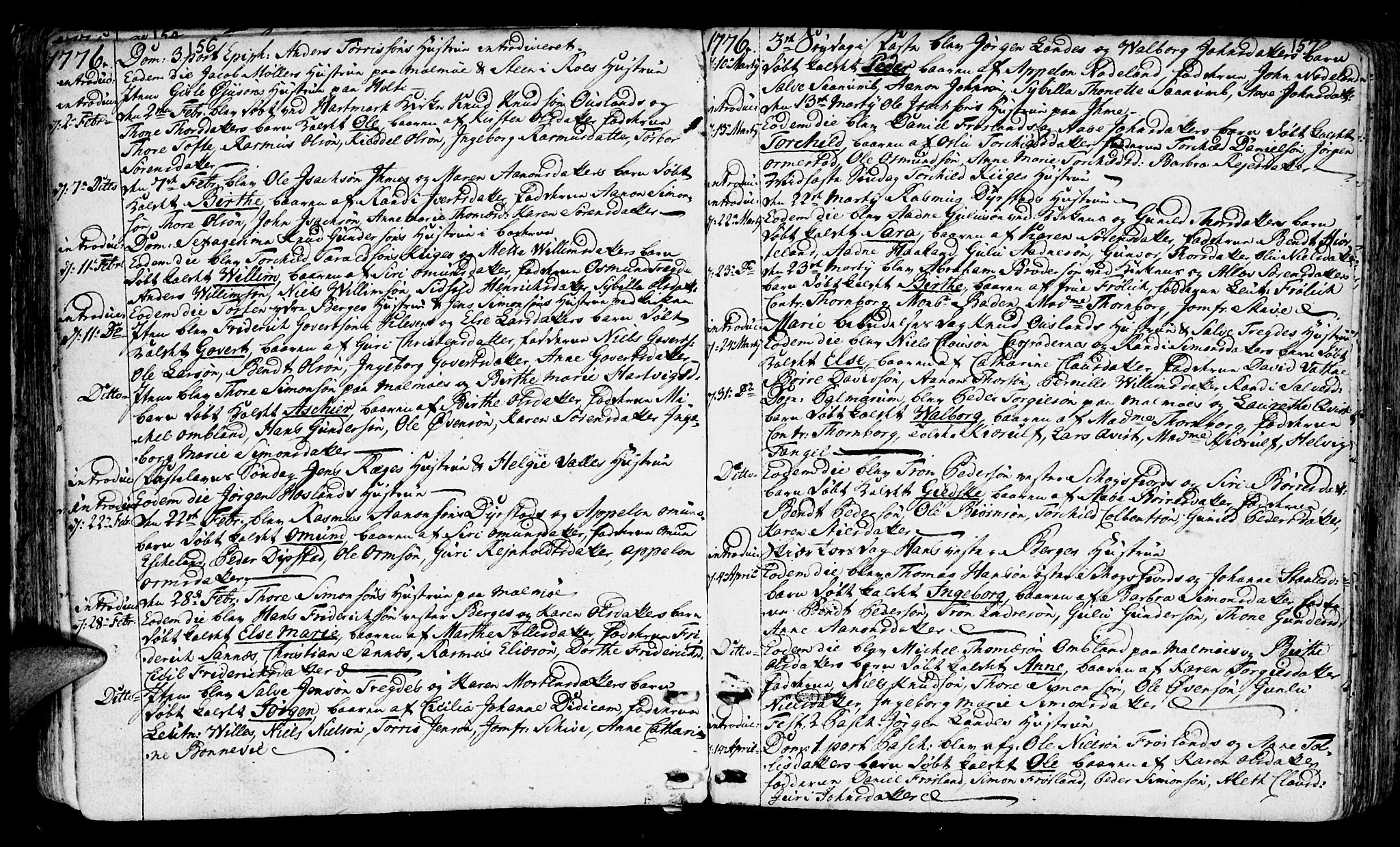 Mandal sokneprestkontor, AV/SAK-1111-0030/F/Fa/Faa/L0003: Parish register (official) no. A 3, 1748-1794, p. 156-157