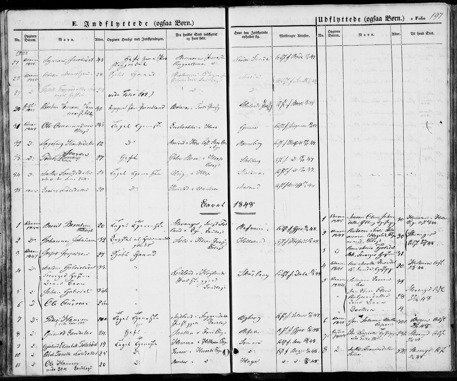 Håland sokneprestkontor, SAST/A-101802/001/30BA/L0006: Parish register (official) no. A 6, 1842-1853, p. 197