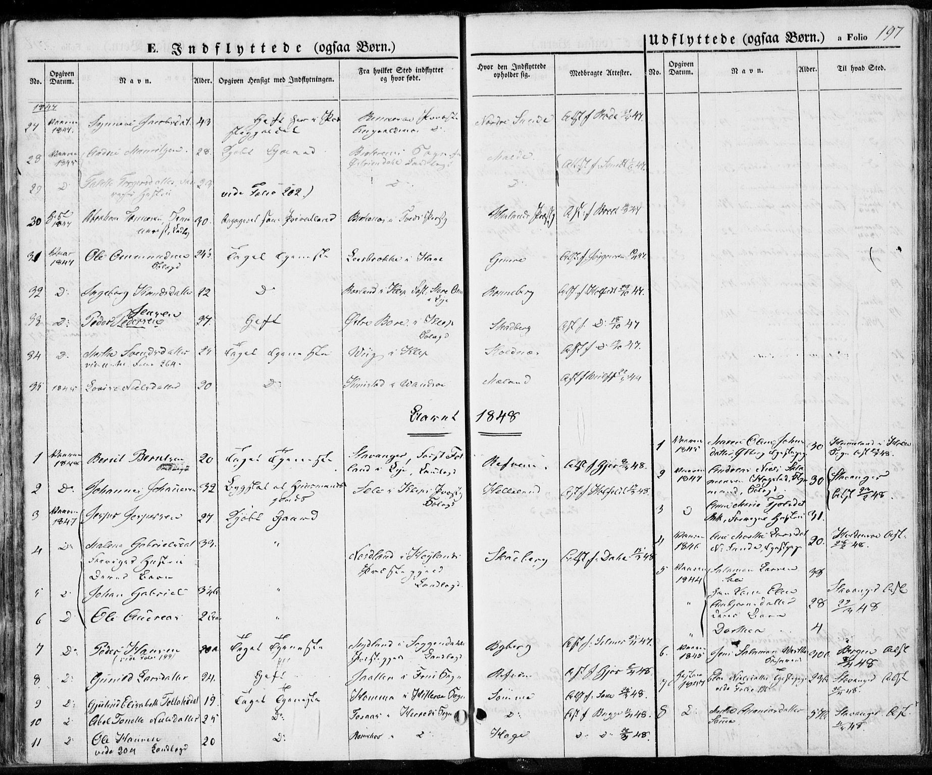 Håland sokneprestkontor, AV/SAST-A-101802/001/30BA/L0006: Parish register (official) no. A 6, 1842-1853, p. 197