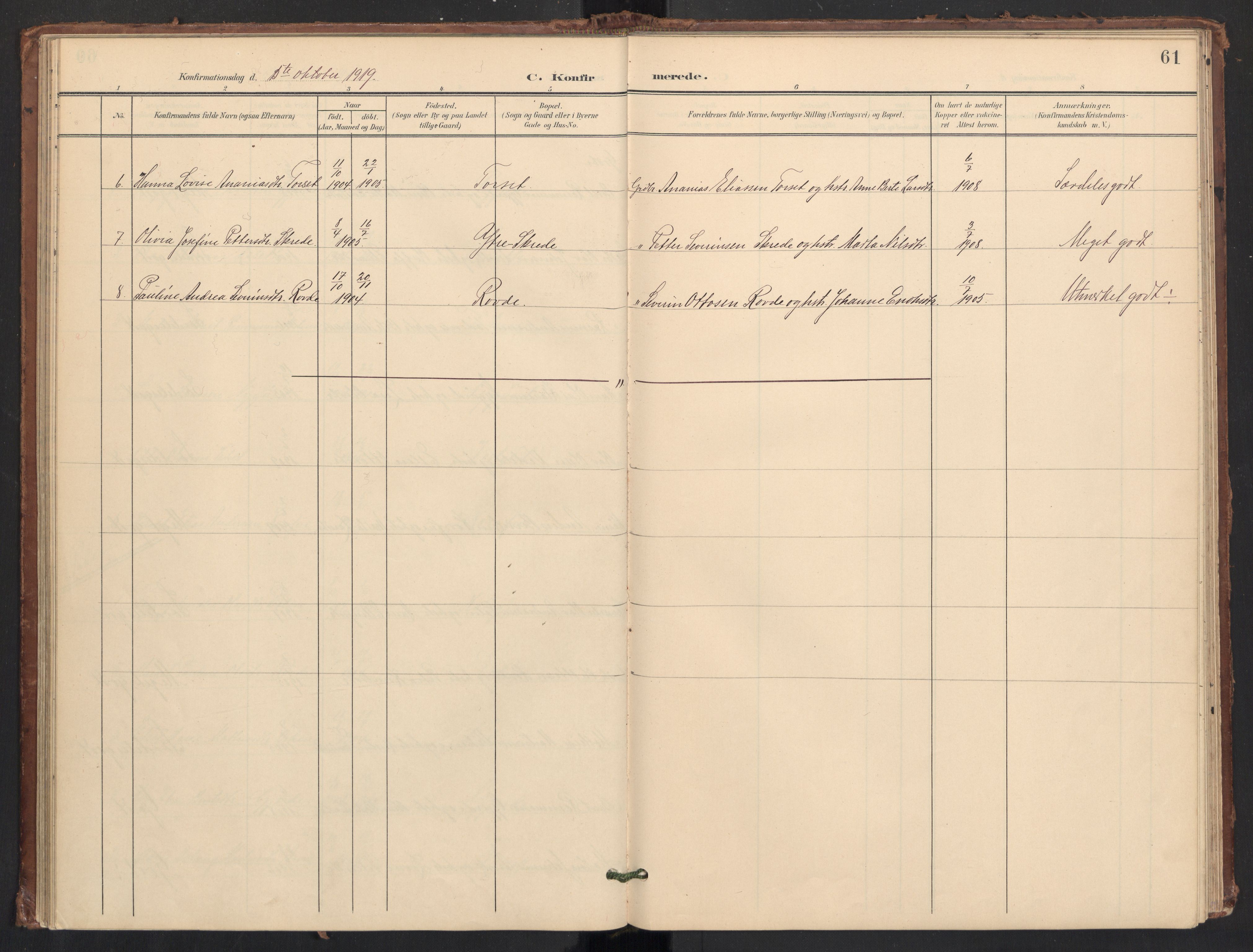 Ministerialprotokoller, klokkerbøker og fødselsregistre - Møre og Romsdal, SAT/A-1454/504/L0057: Parish register (official) no. 504A04, 1902-1919, p. 61