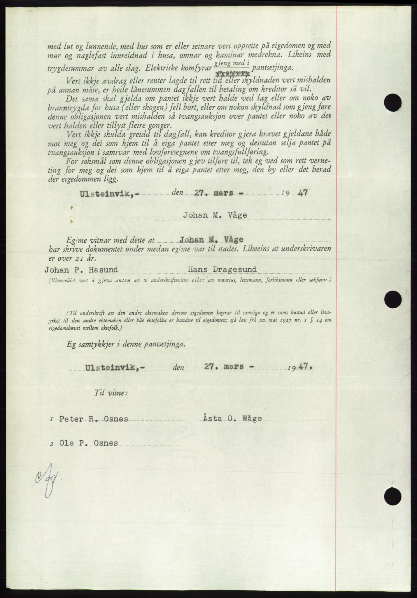 Søre Sunnmøre sorenskriveri, AV/SAT-A-4122/1/2/2C/L0114: Mortgage book no. 1-2B, 1943-1947, Diary no: : 441/1947