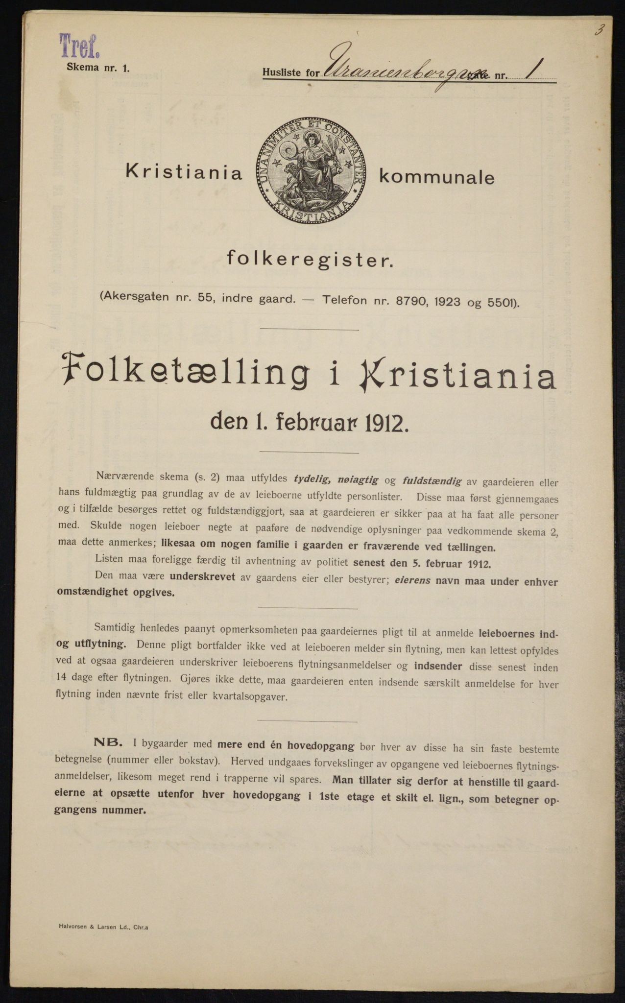 OBA, Municipal Census 1912 for Kristiania, 1912, p. 120338