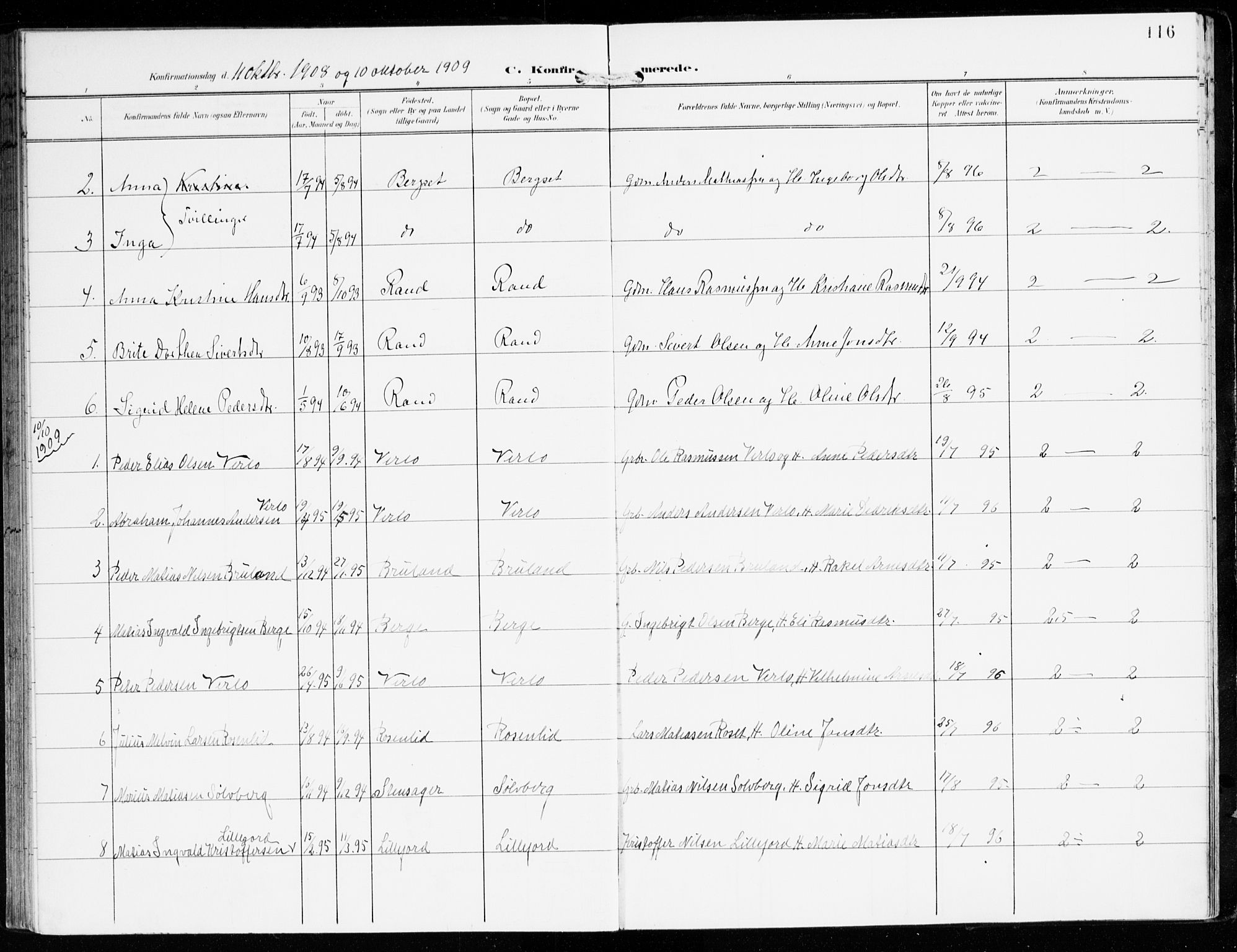 Innvik sokneprestembete, AV/SAB-A-80501: Parish register (official) no. D 2, 1900-1921, p. 116