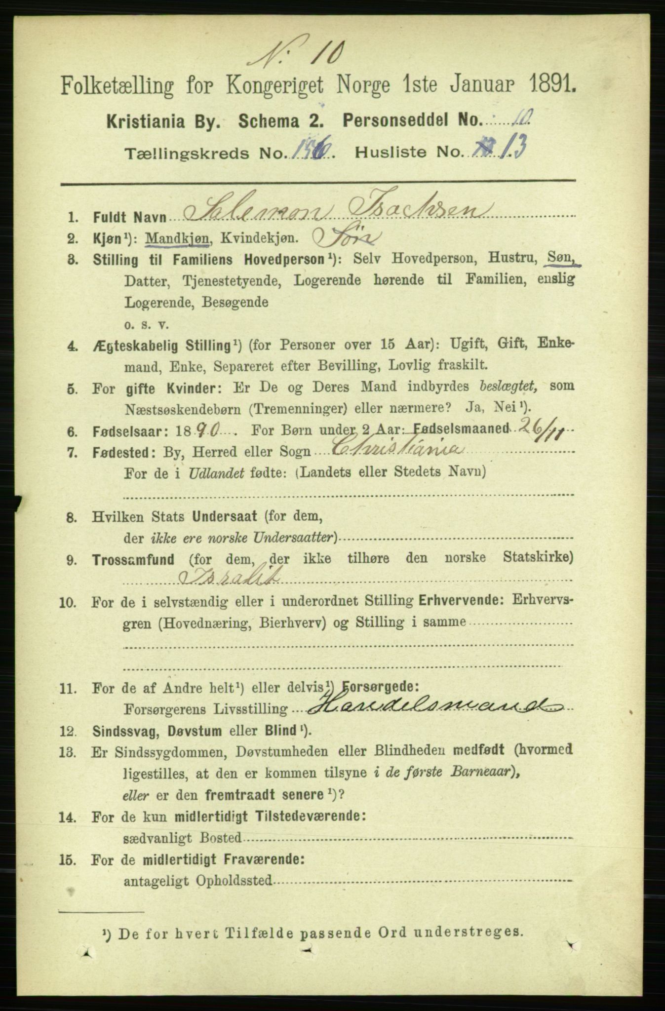 RA, 1891 census for 0301 Kristiania, 1891, p. 88904