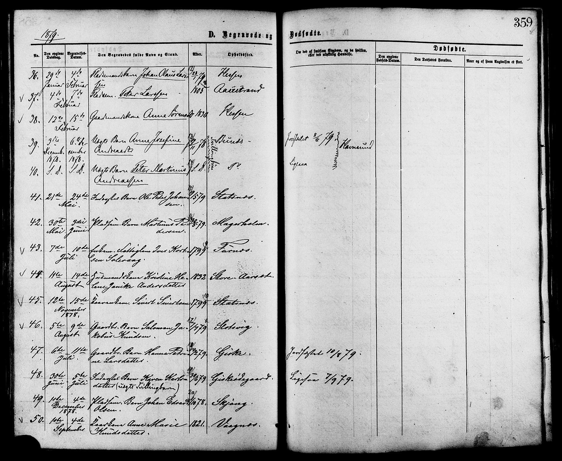 Ministerialprotokoller, klokkerbøker og fødselsregistre - Møre og Romsdal, AV/SAT-A-1454/528/L0399: Parish register (official) no. 528A10, 1864-1879, p. 359