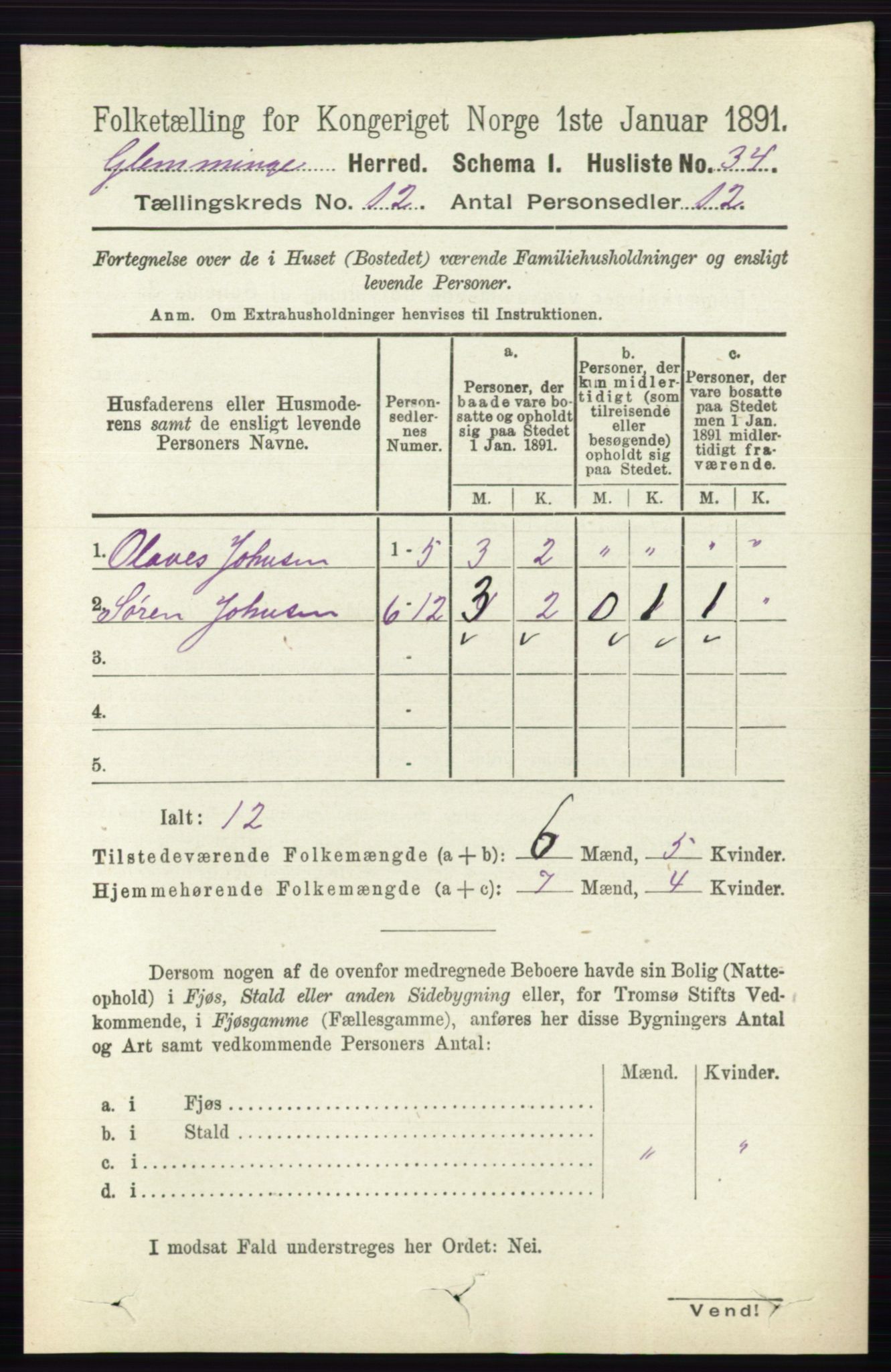 RA, 1891 census for 0132 Glemmen, 1891, p. 10826