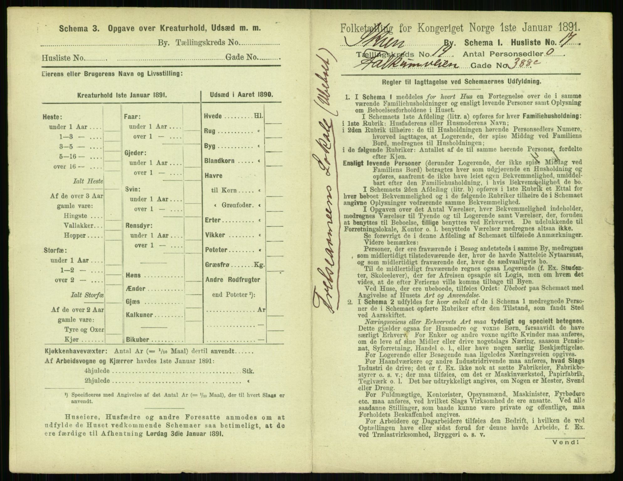 RA, 1891 census for 0806 Skien, 1891, p. 578