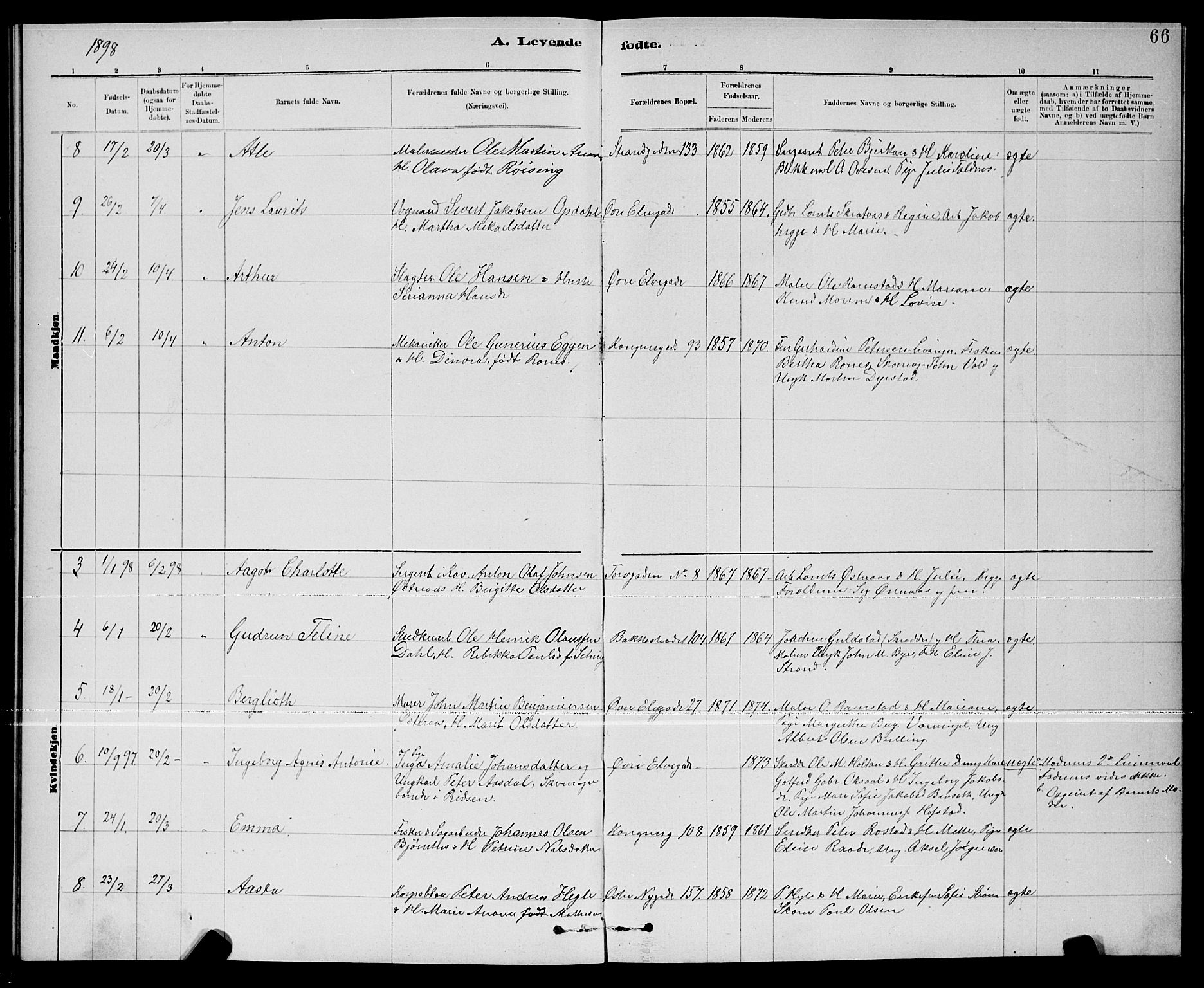 Ministerialprotokoller, klokkerbøker og fødselsregistre - Nord-Trøndelag, SAT/A-1458/739/L0374: Parish register (copy) no. 739C02, 1883-1898, p. 66