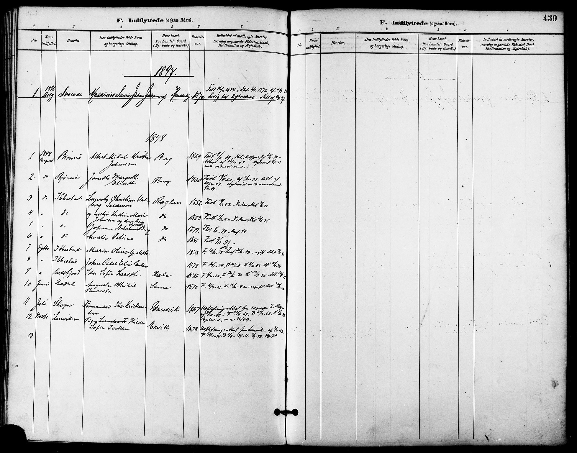 Trondenes sokneprestkontor, SATØ/S-1319/H/Ha/L0016kirke: Parish register (official) no. 16, 1890-1898, p. 439