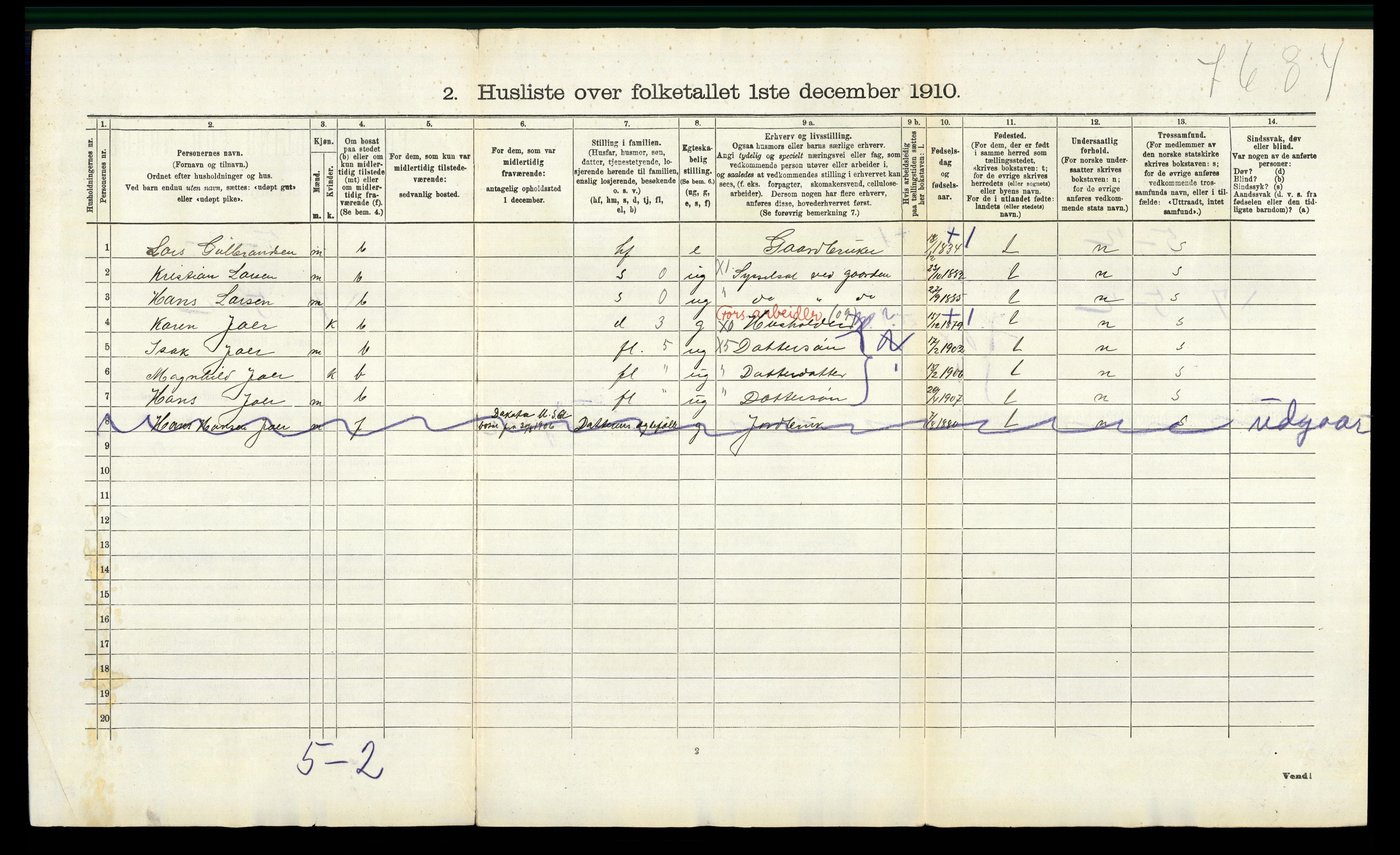 RA, 1910 census for Nannestad, 1910, p. 60