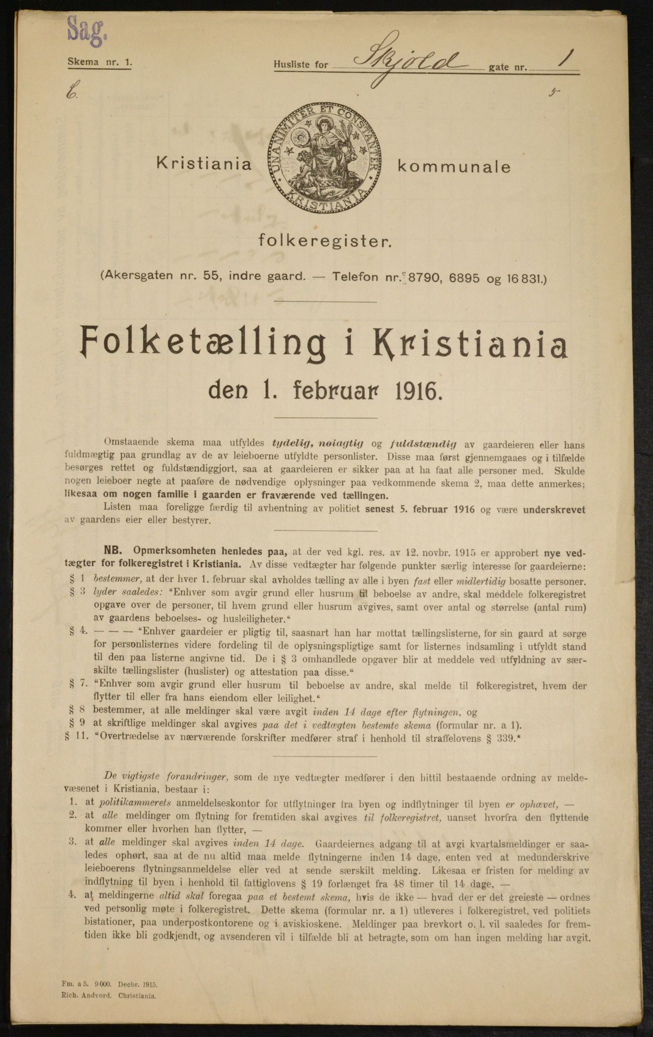 OBA, Municipal Census 1916 for Kristiania, 1916, p. 98603