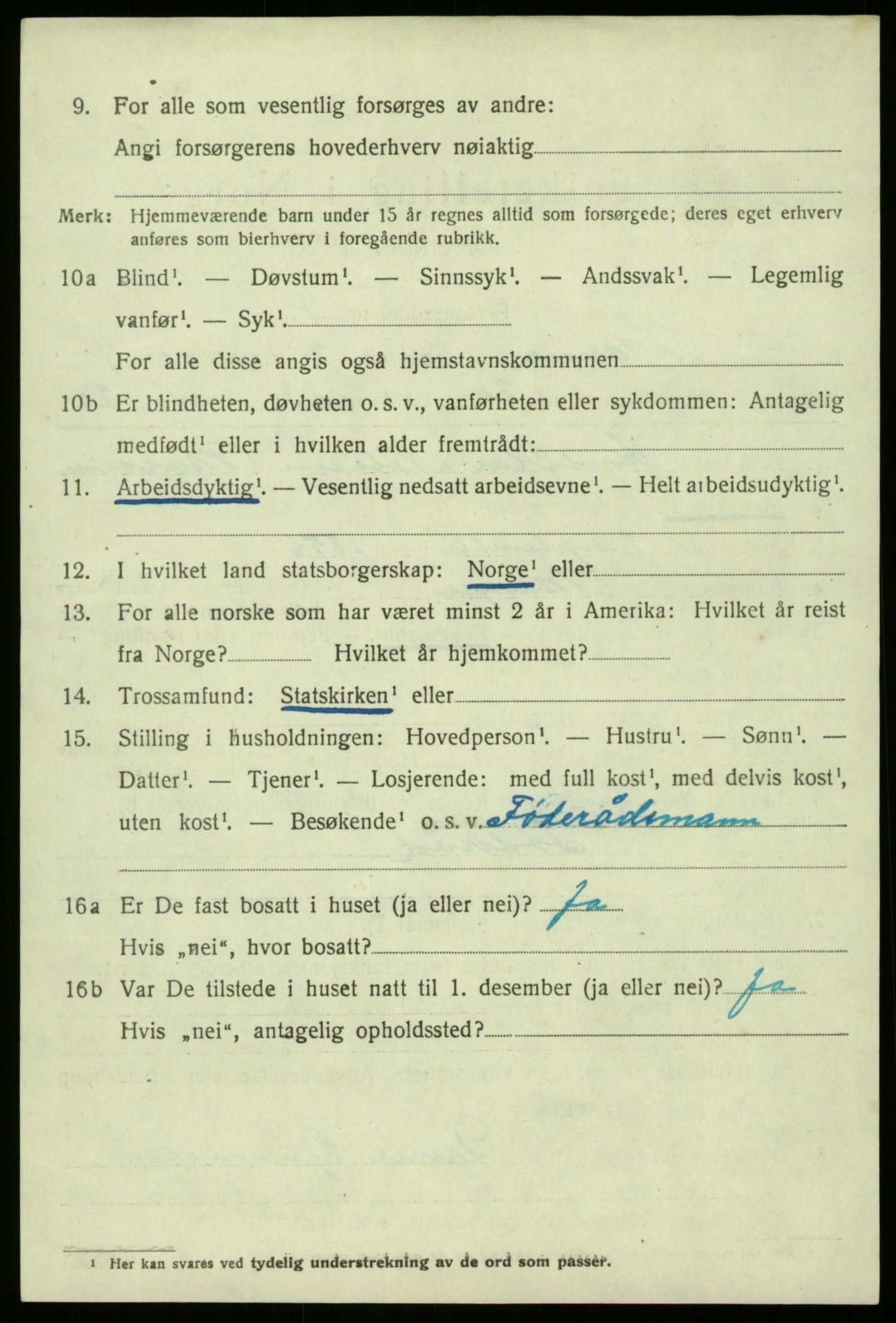 SAB, 1920 census for Manger, 1920, p. 3250