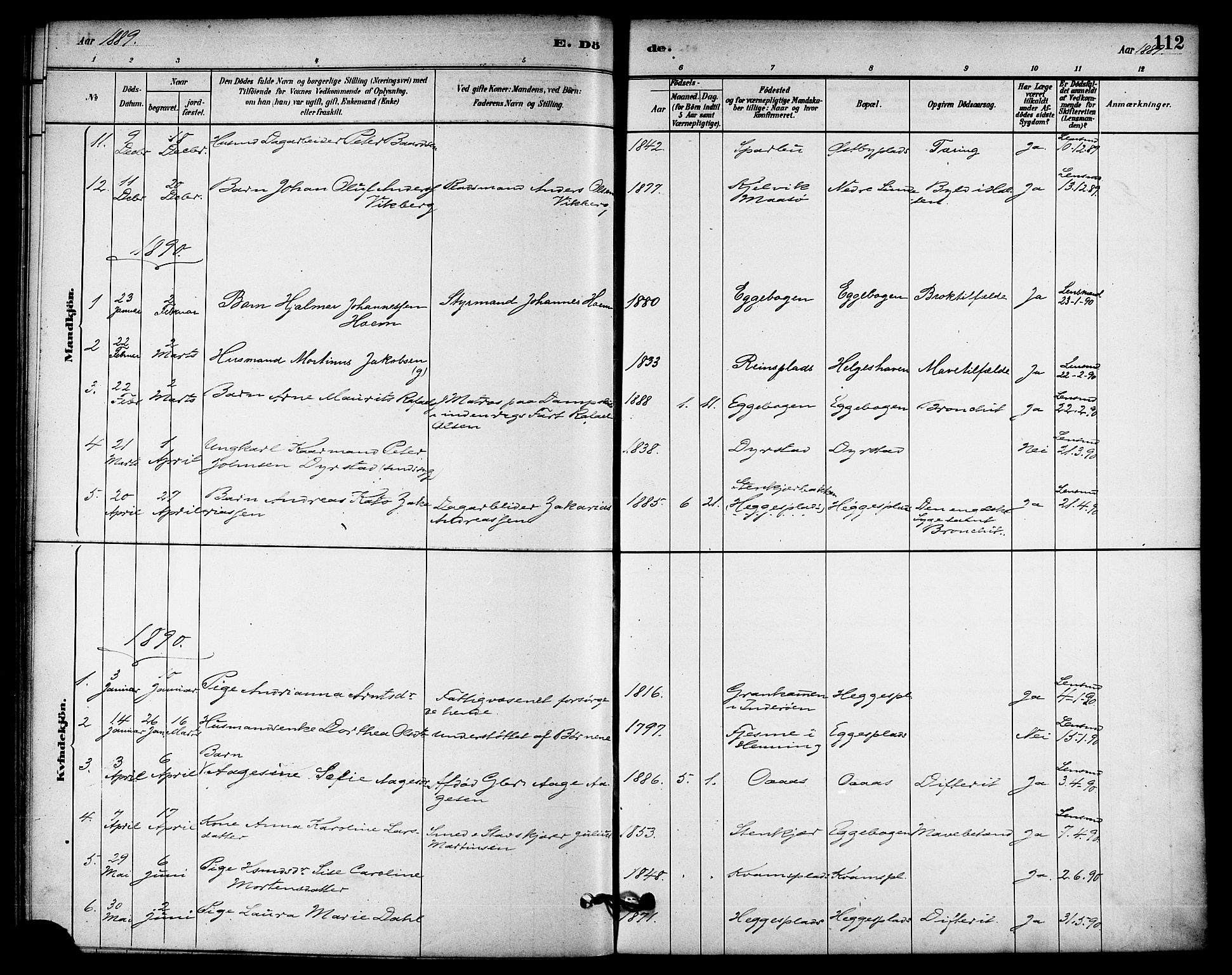 Ministerialprotokoller, klokkerbøker og fødselsregistre - Nord-Trøndelag, AV/SAT-A-1458/740/L0378: Parish register (official) no. 740A01, 1881-1895, p. 112