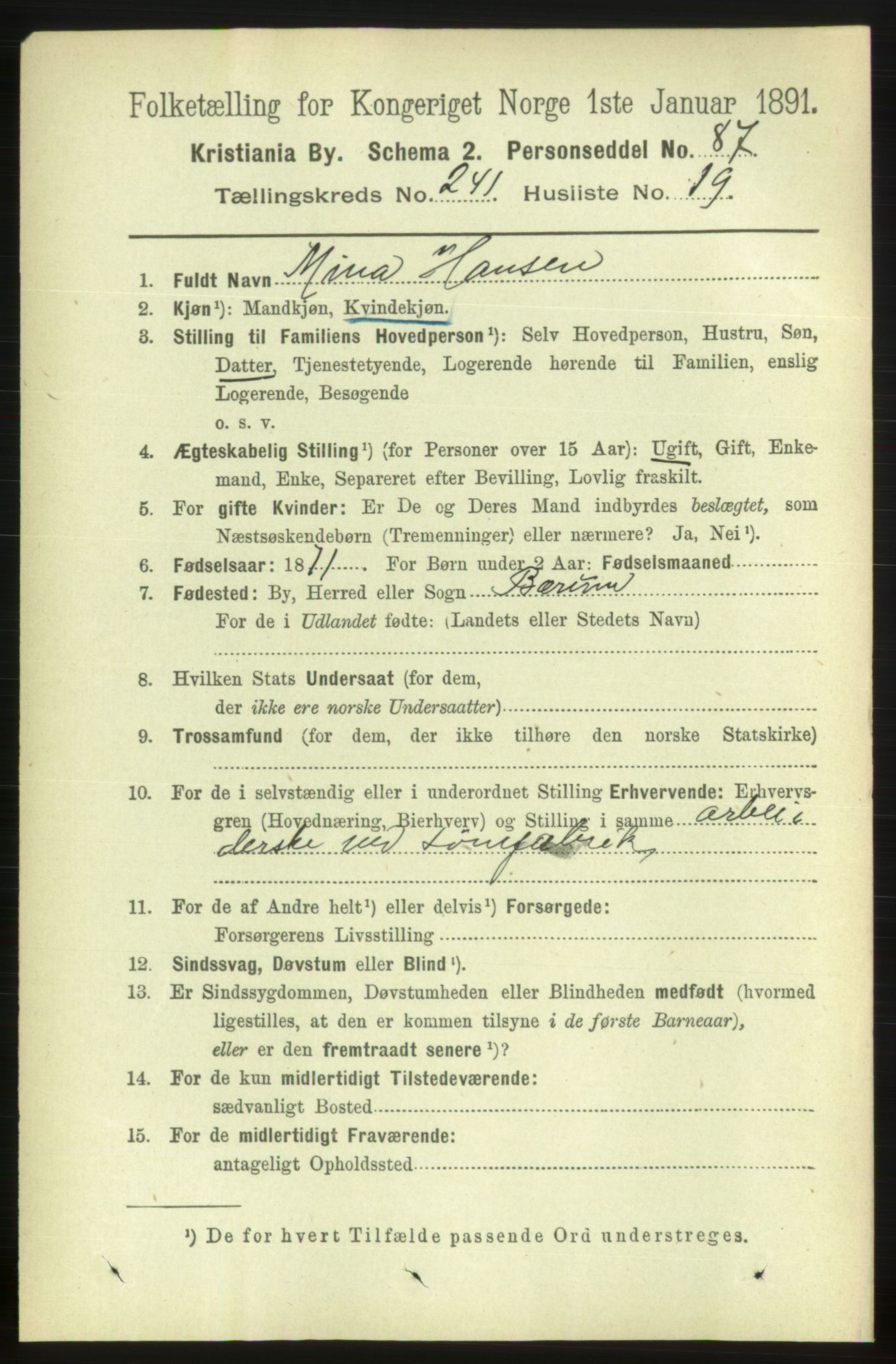 RA, 1891 census for 0301 Kristiania, 1891, p. 146828