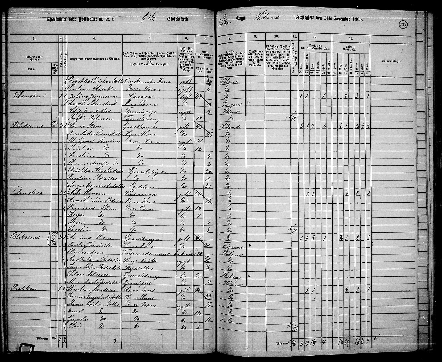 RA, 1865 census for Høland, 1865, p. 128