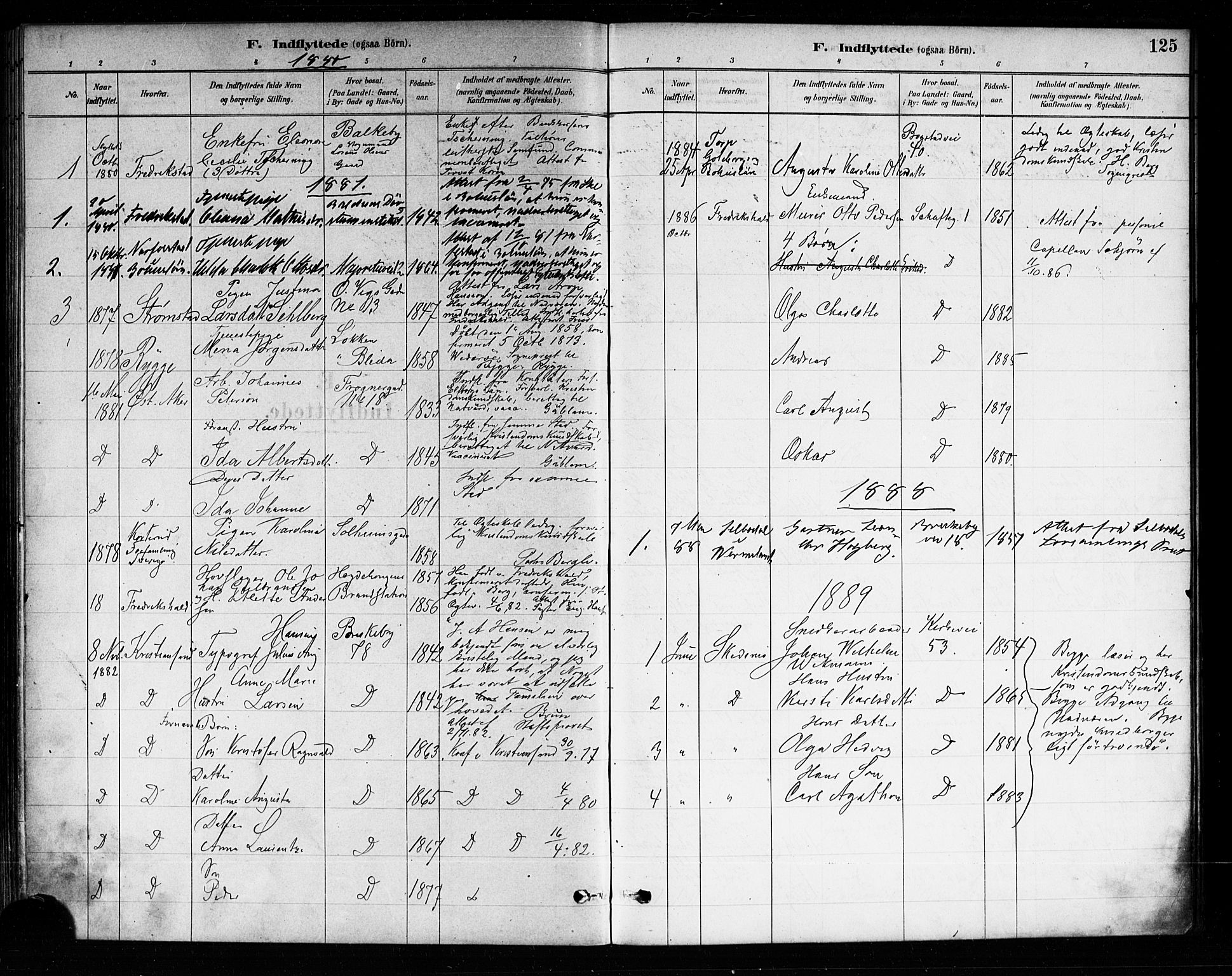 Uranienborg prestekontor Kirkebøker, AV/SAO-A-10877/F/Fa/L0004: Parish register (official) no. 4, 1880-1901, p. 125