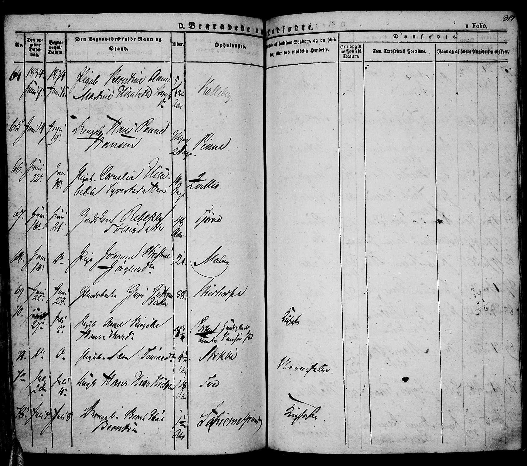 Lista sokneprestkontor, AV/SAK-1111-0027/F/Fa/L0008: Parish register (official) no. A 8, 1823-1835, p. 317